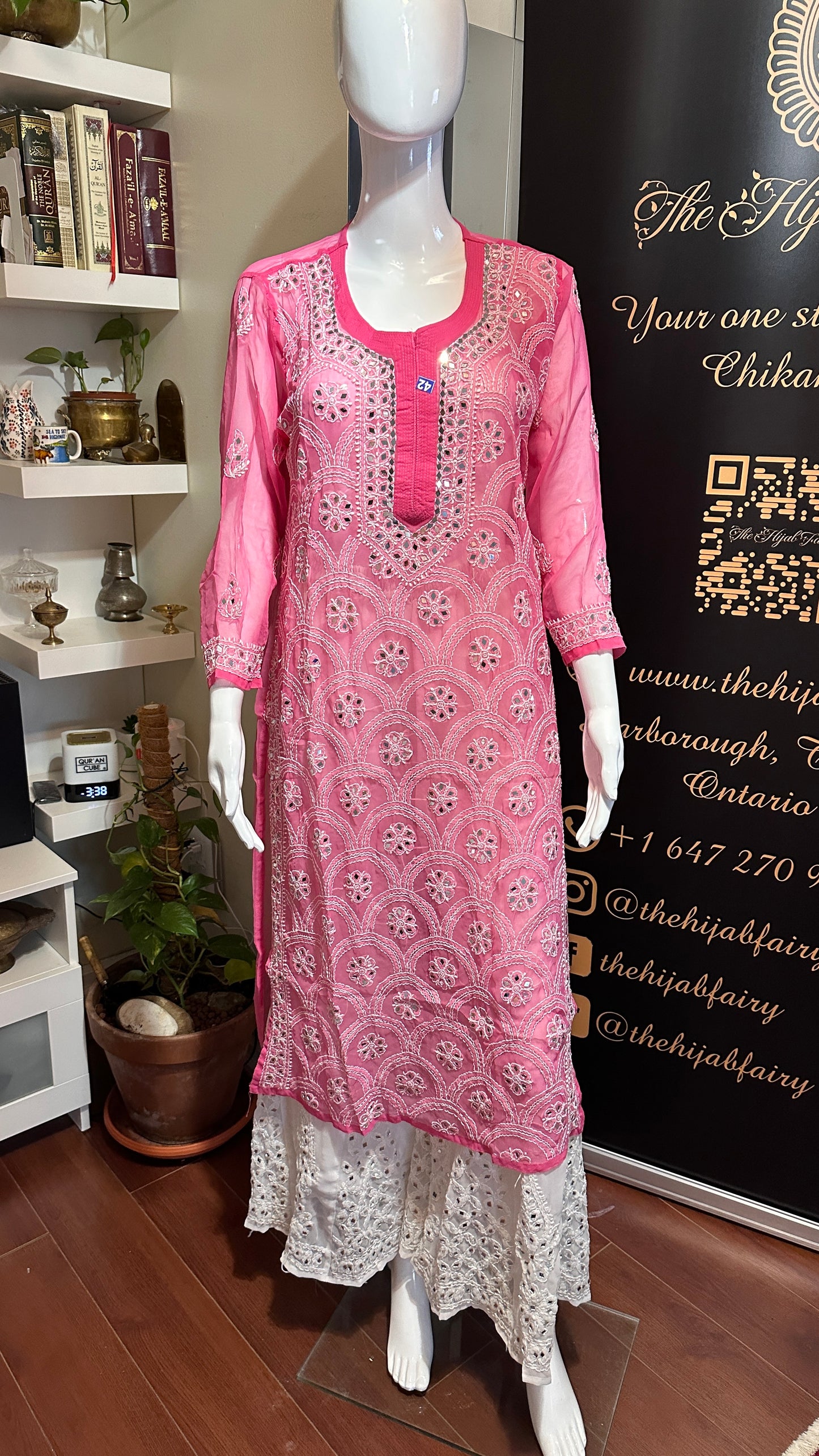 Hot Pink - Georgette Mirror Kurta