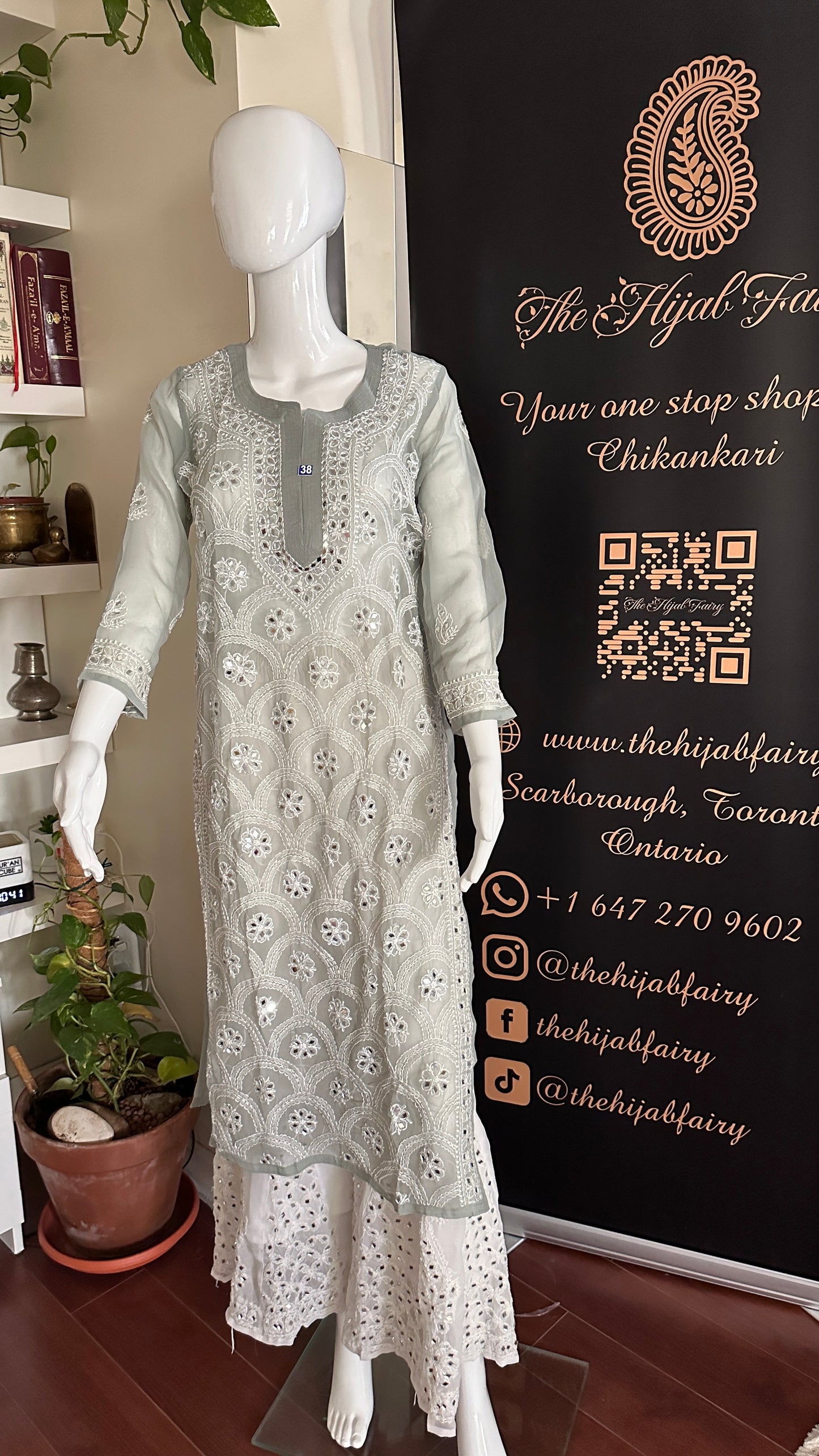 Grey - Georgette Mirror Kurta