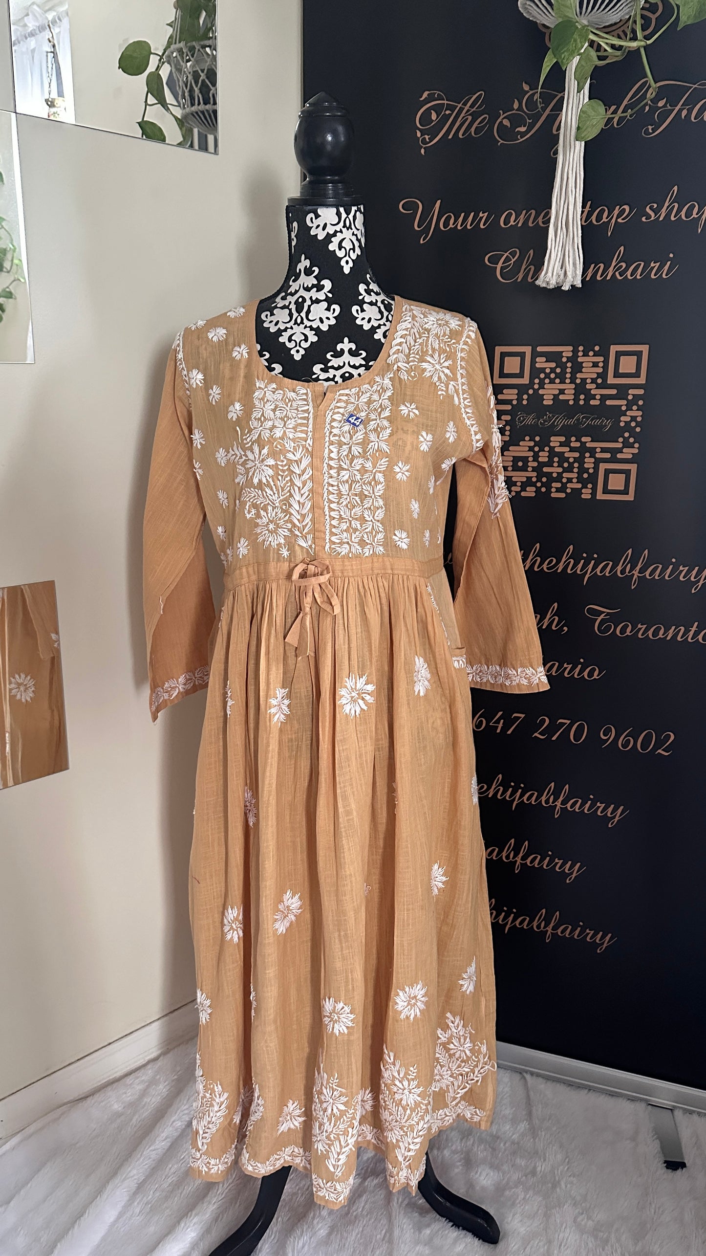 Beige - Slub Cotton Gown