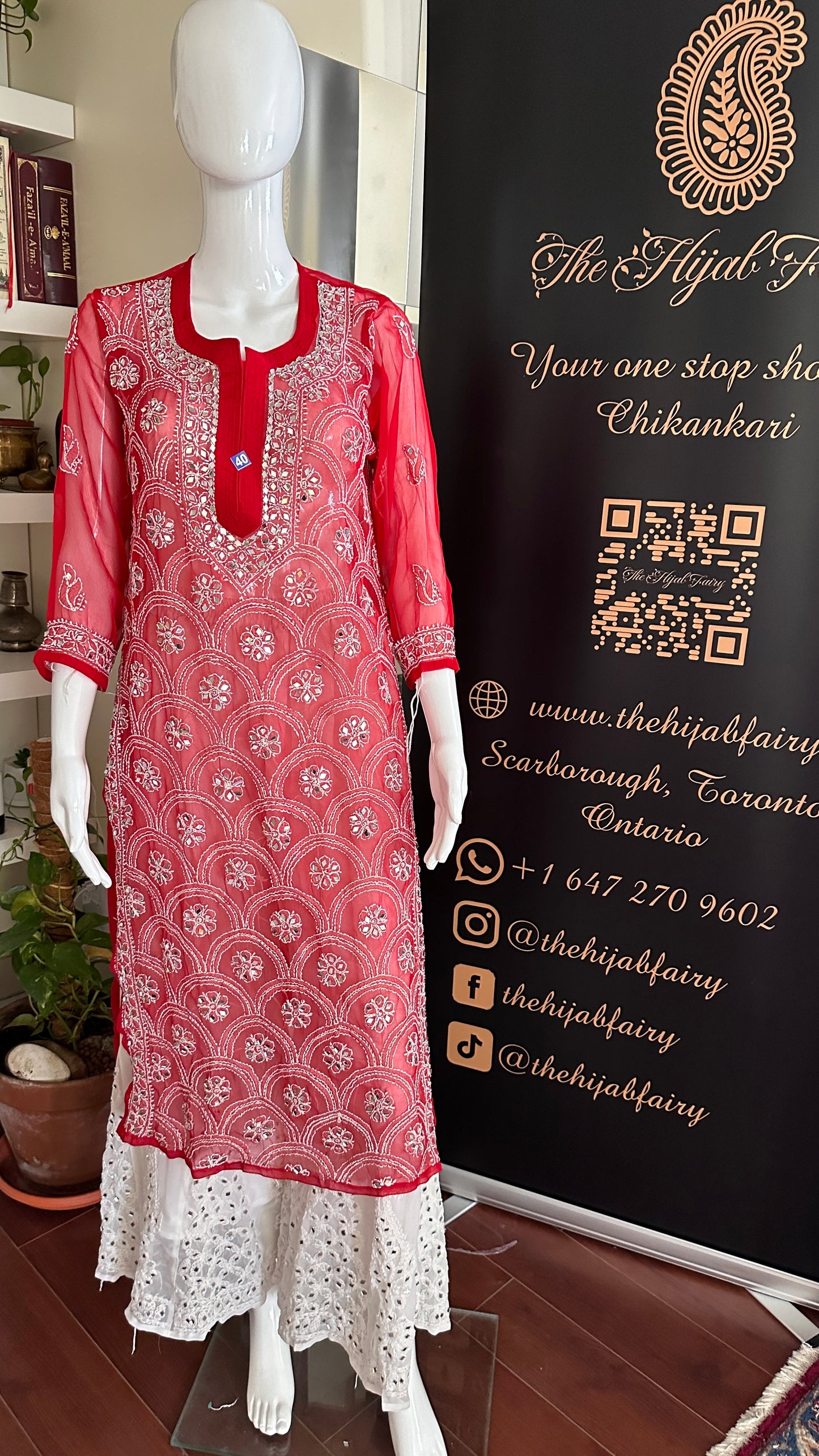 Red - Georgette Mirror Kurta