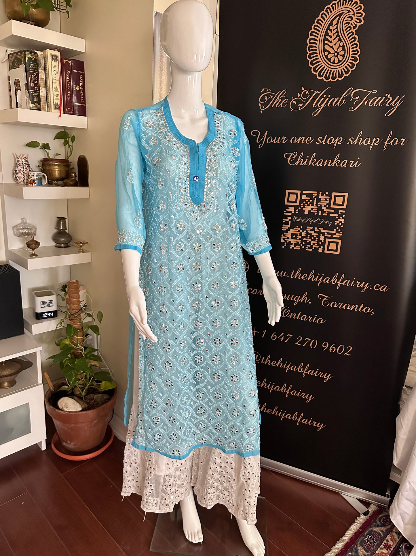 Sky Blue - Georgette Mirror Kurta