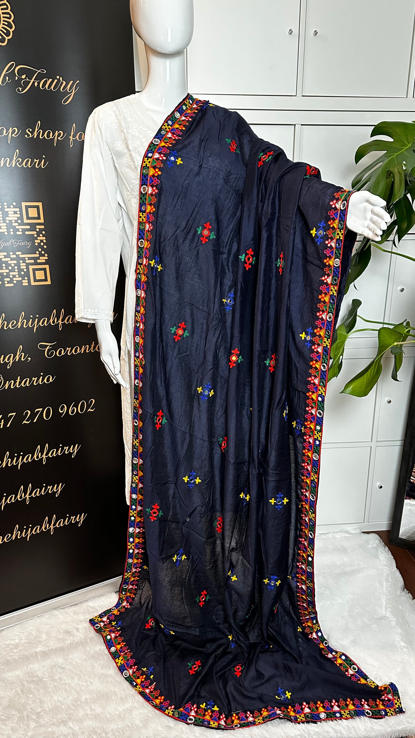 Chanderi Kutchi Work Dupatta with Mirror