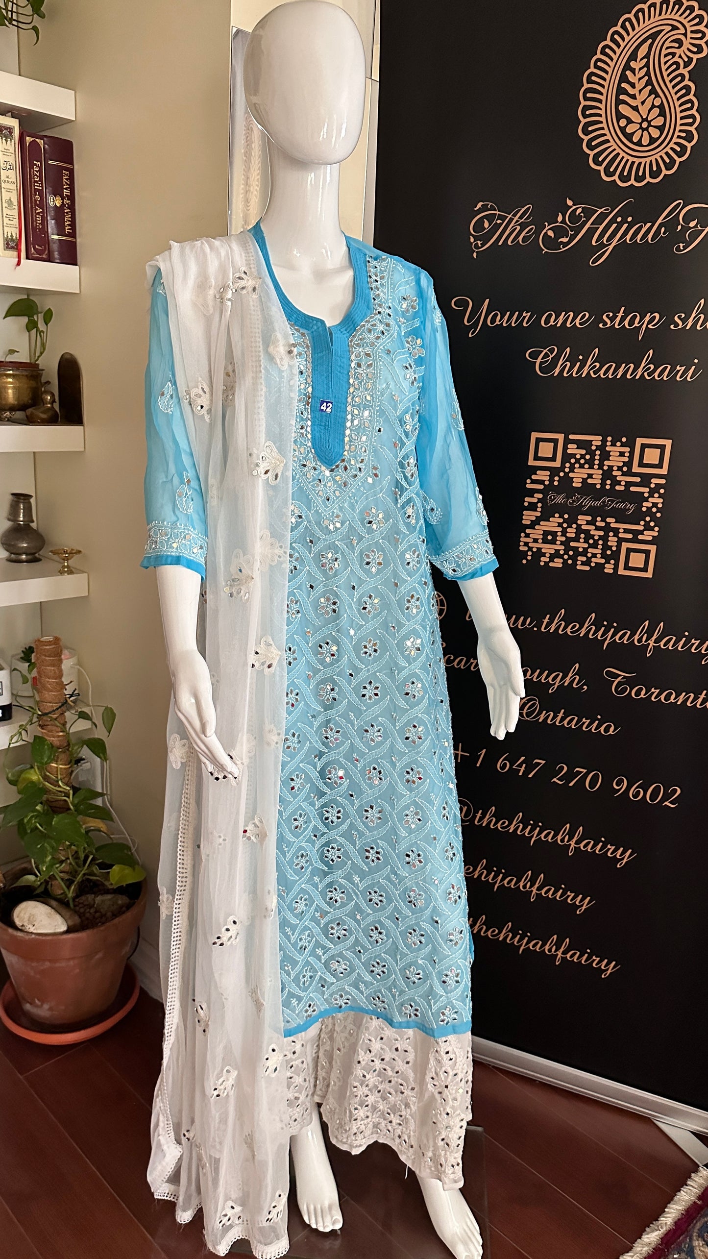 Sky Blue - Georgette Mirror Kurta