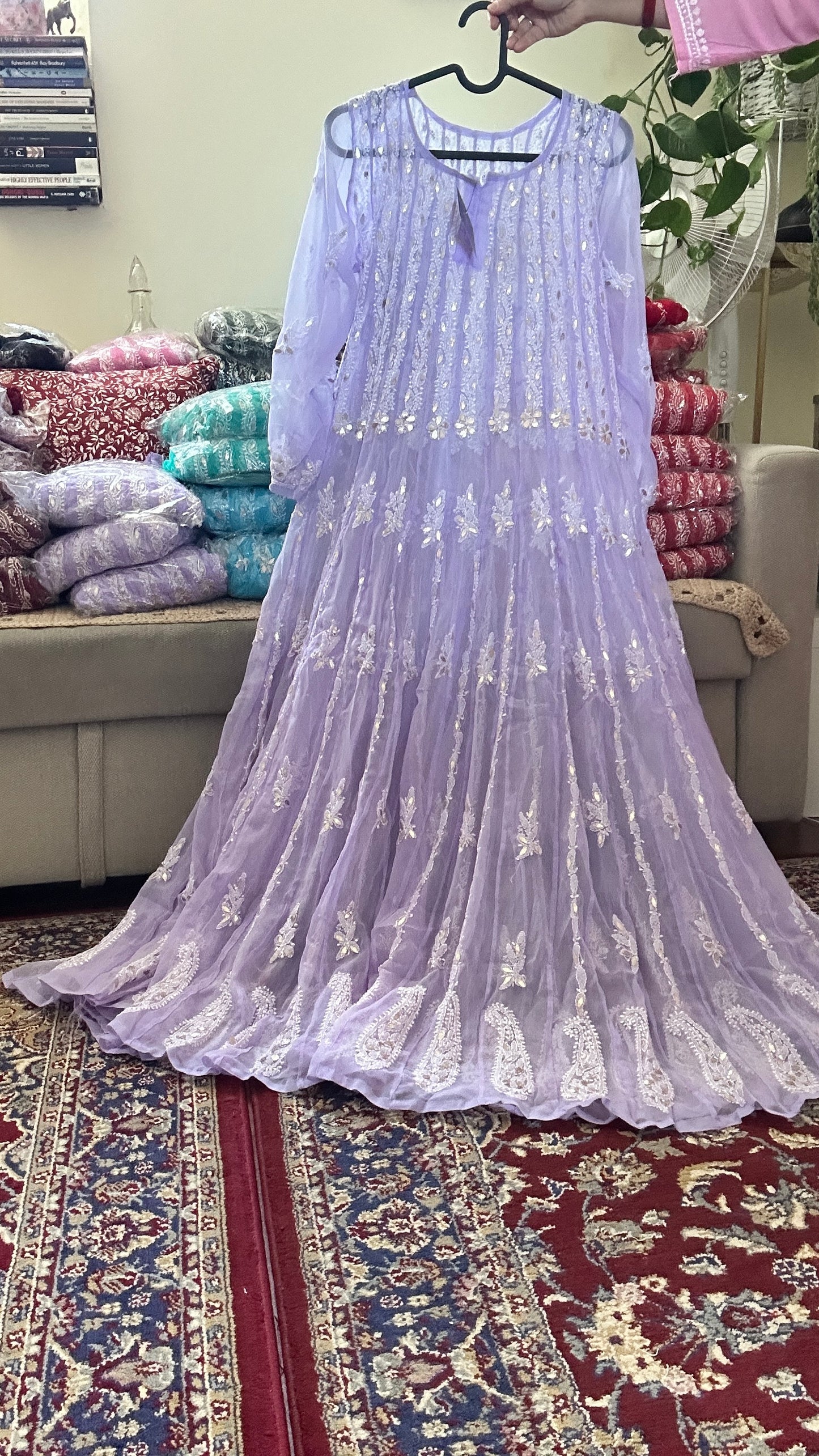 Lavender - Georgette Gota Work Anarkali - 56 Kali