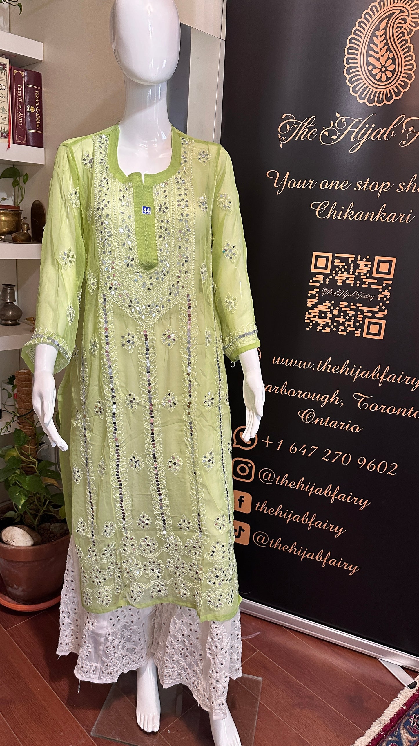 Olive Green - Georgette Mirror Kurta