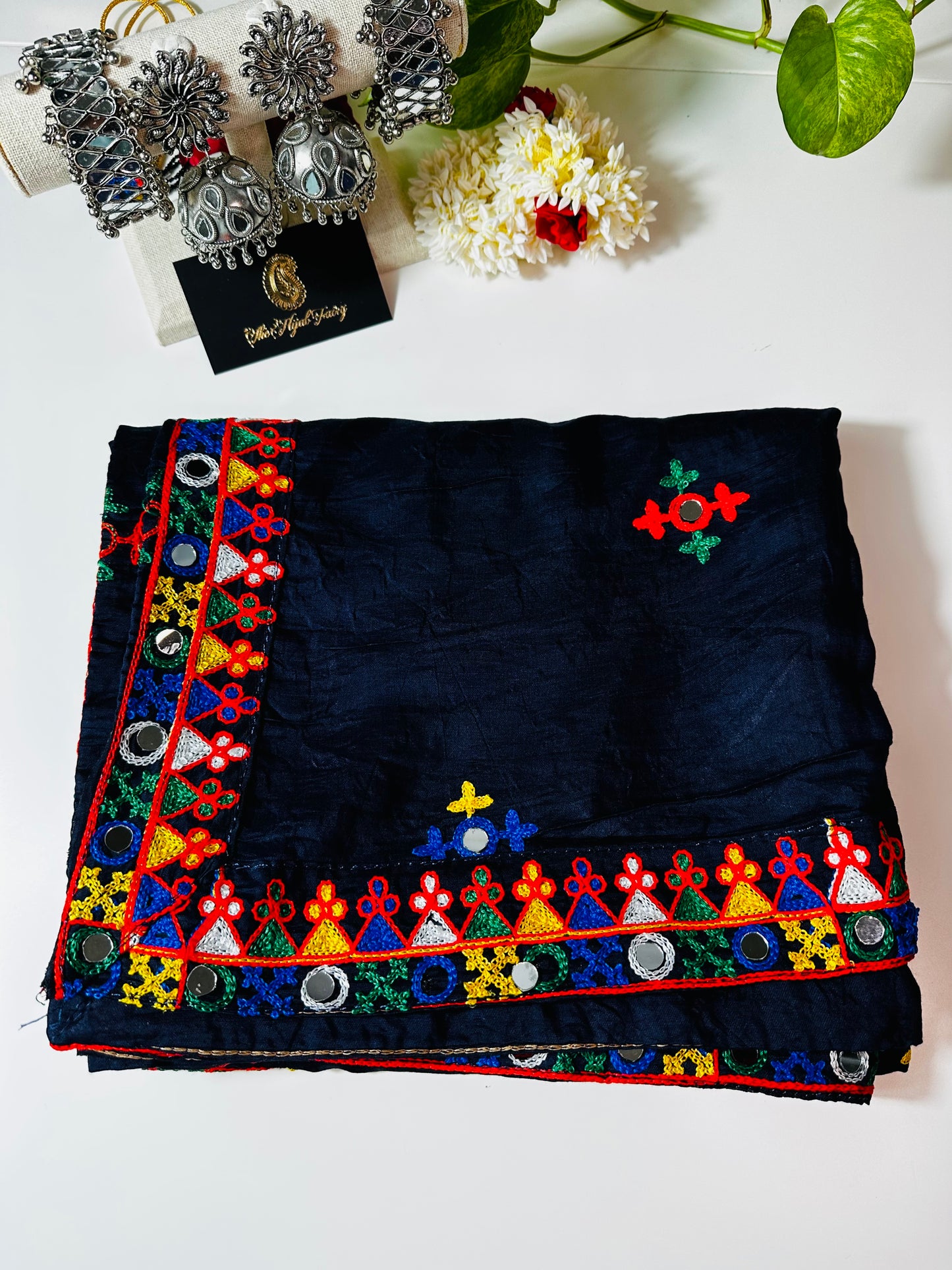 Chanderi Kutchi Work Dupatta with Mirror