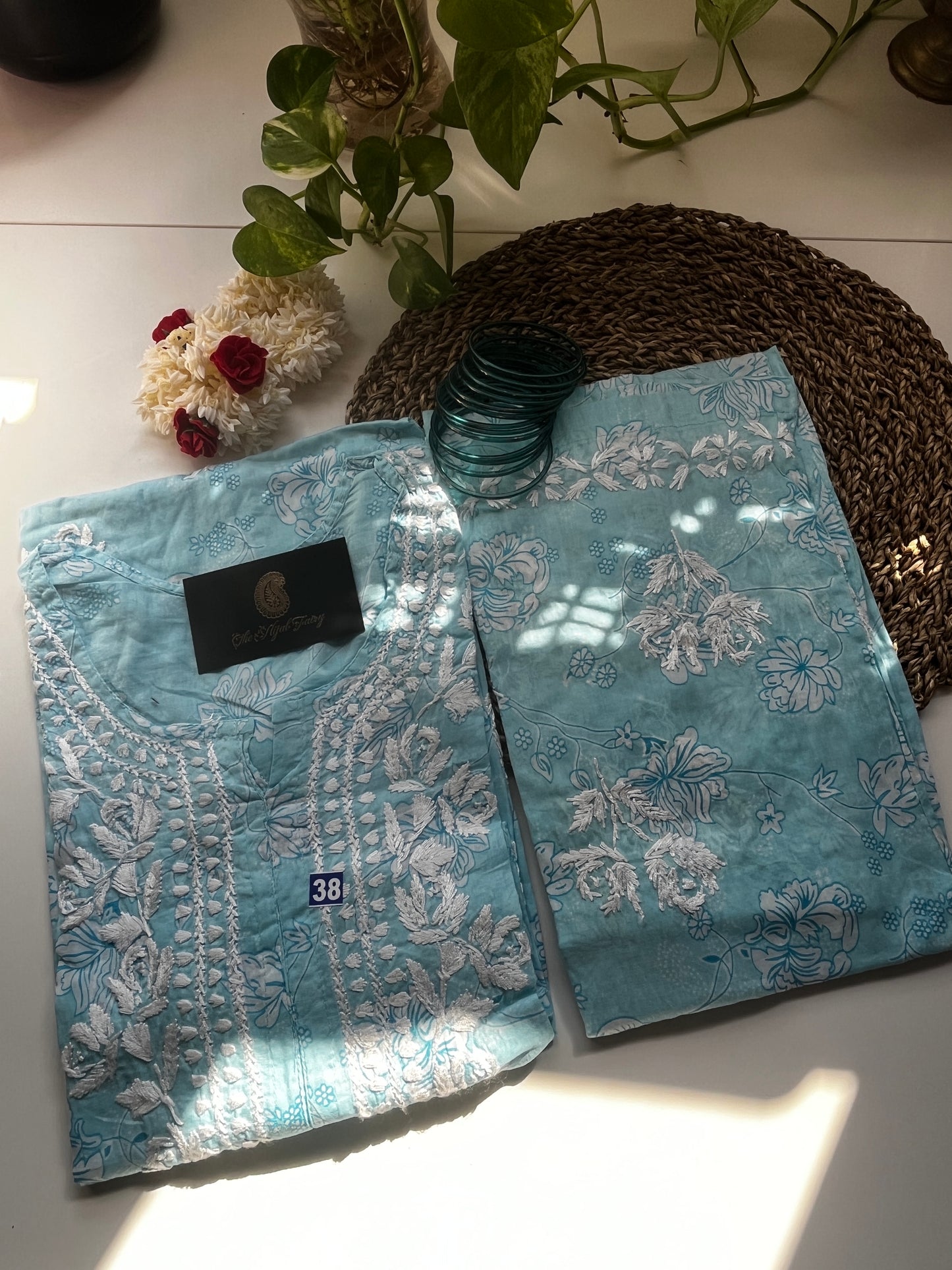 Light Blue - Mul Printed Set - 2 Pc