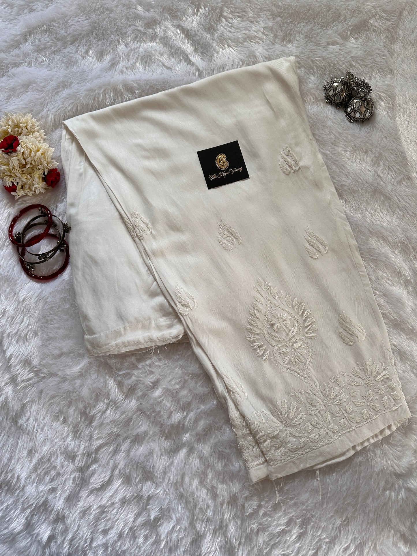 White Chikankari Shalwar