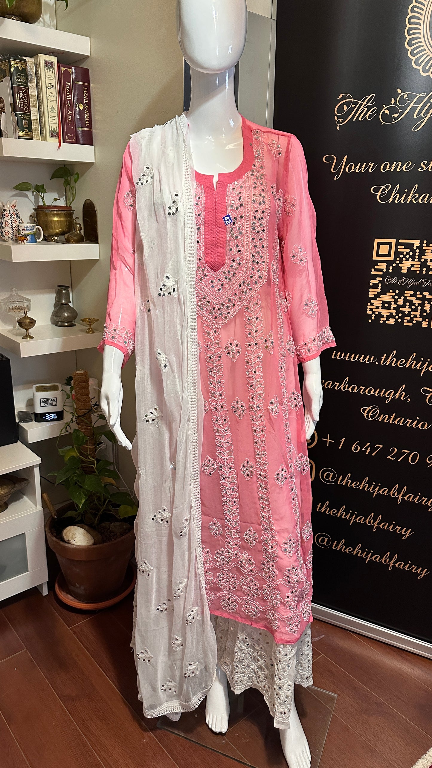 Hot Pink - Georgette Mirror Kurta