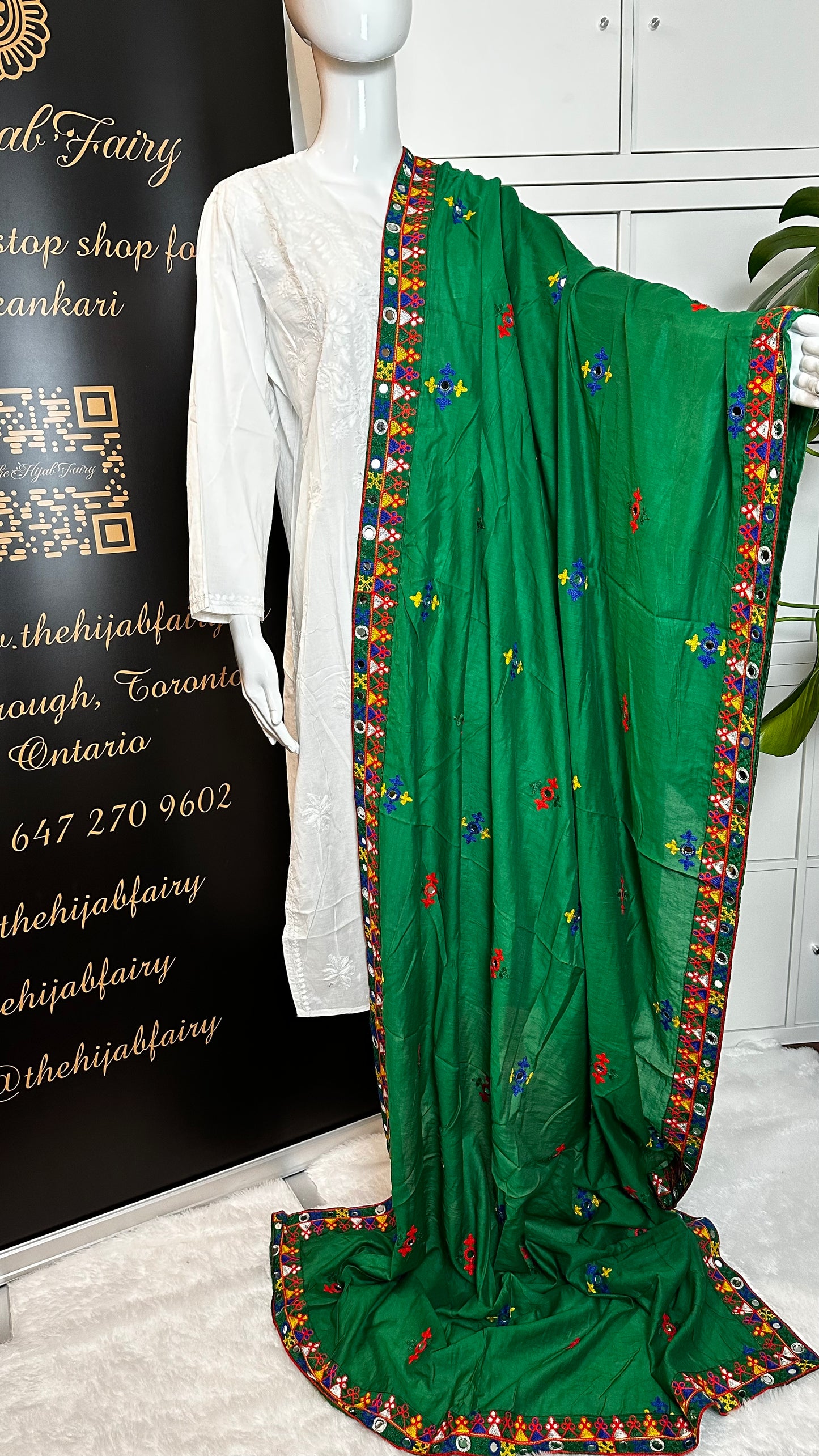 Chanderi Kutchi Work Dupatta with Mirror