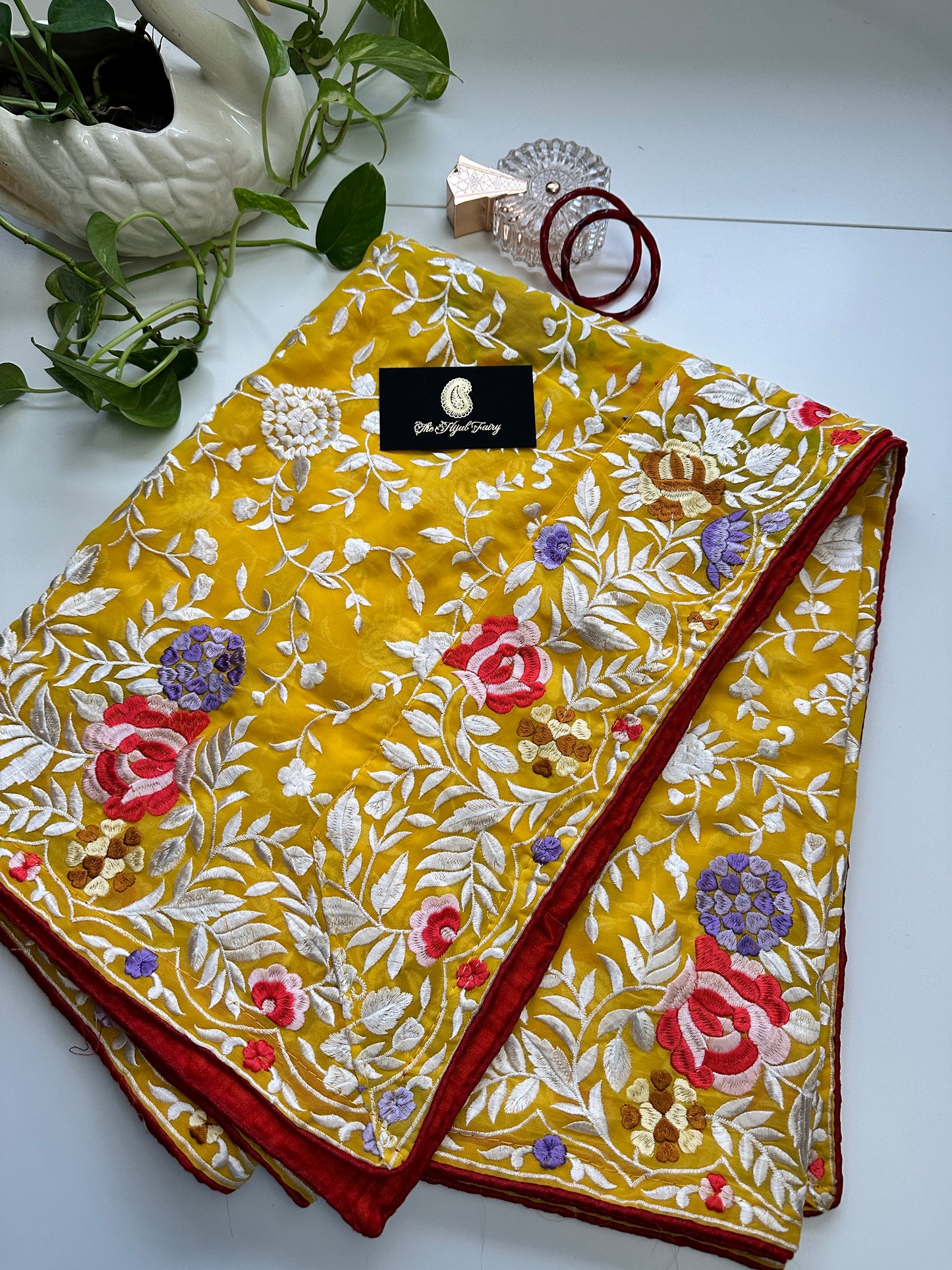 Parsi Gara Premium Dupatta - Yellow