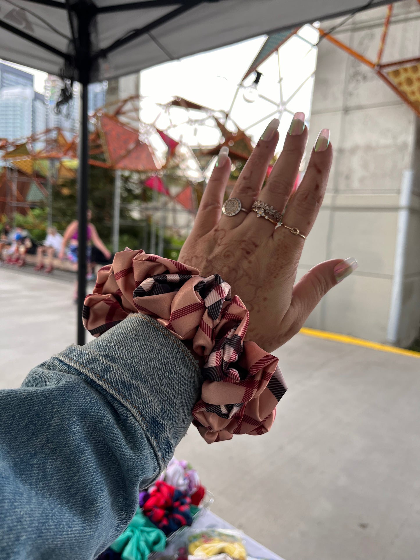 Gingham Classic Satin Scrunchie