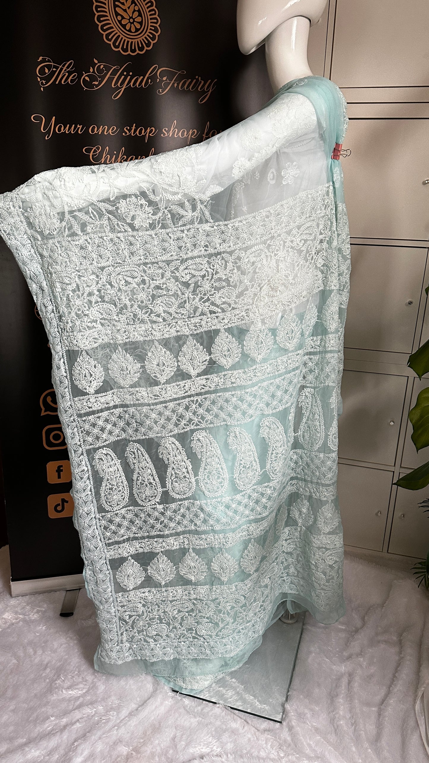 Light Blue - Half Jaal Saree