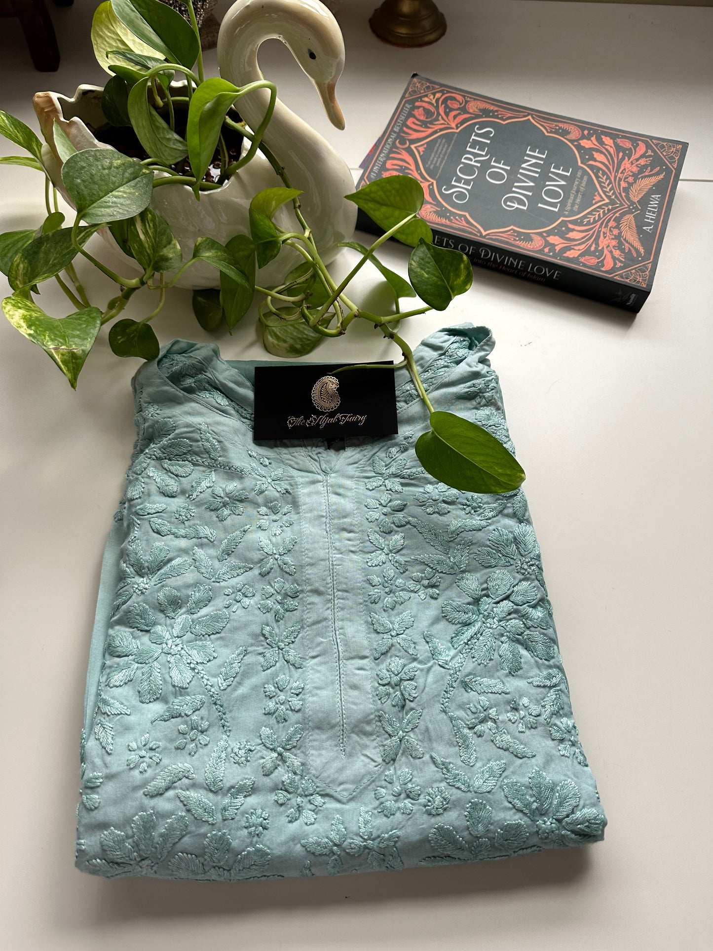 Sea Green - Ombre Modal Straight Chikankari Kurta