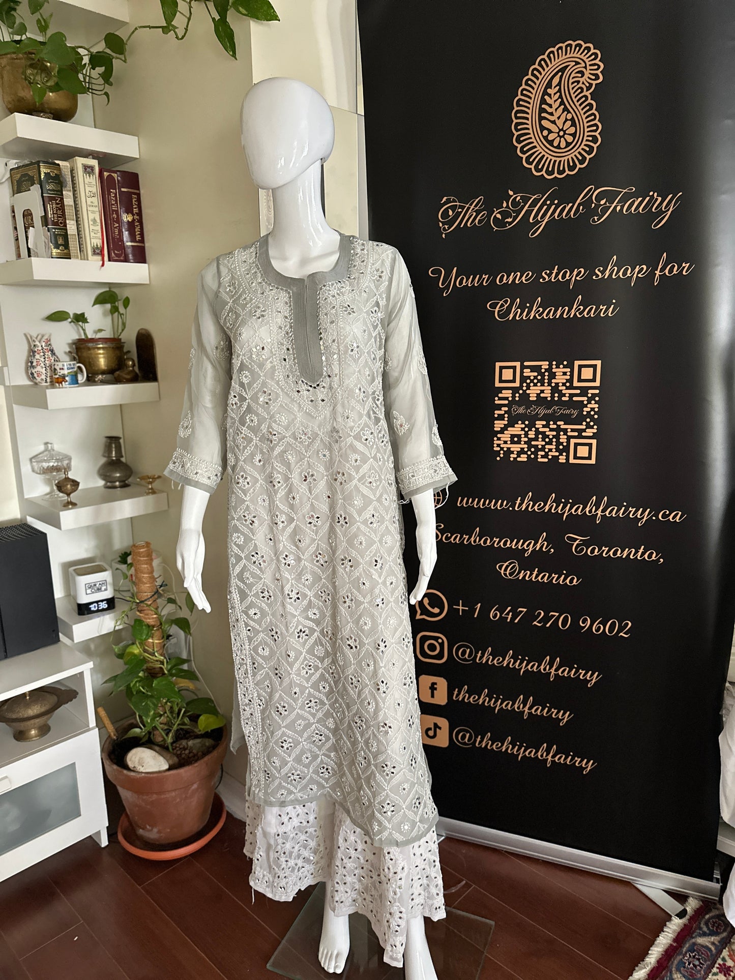 Grey - Georgette Mirror Kurta