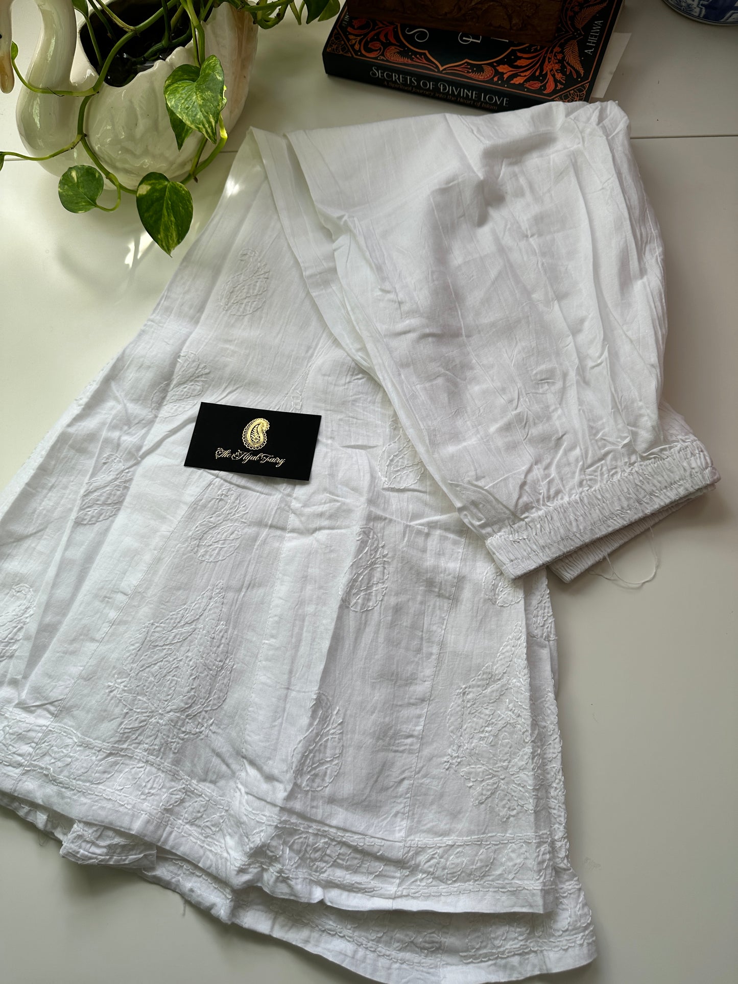 Noir - Pantalon Extensible Chikankari