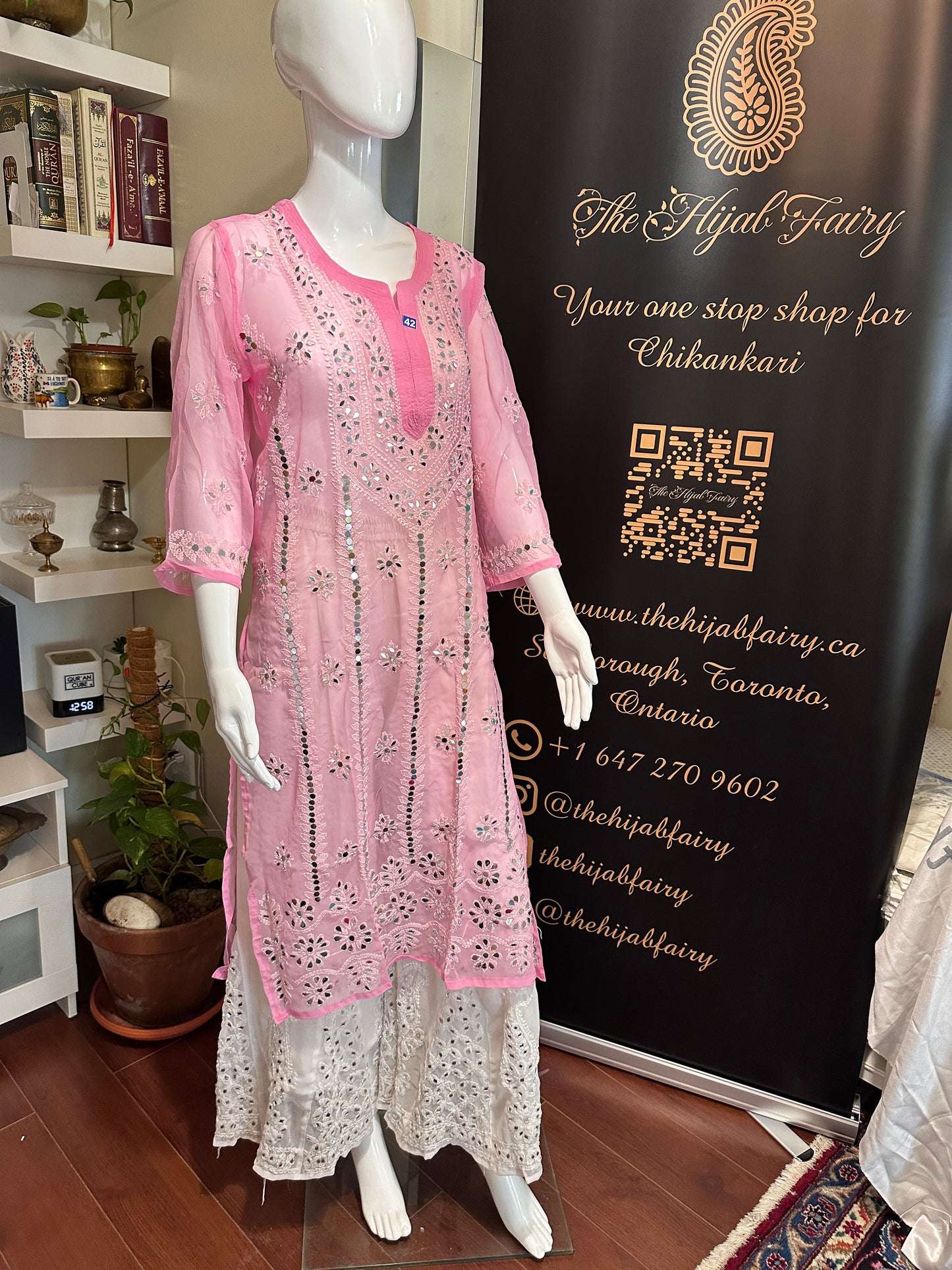 Pink - Georgette Mirror Kurta