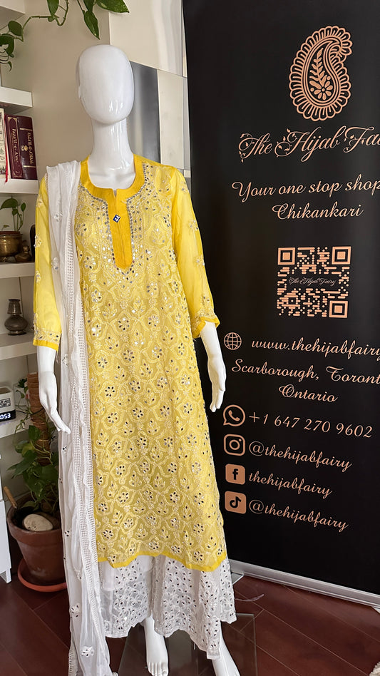 Yellow - Georgette Mirror Kurta