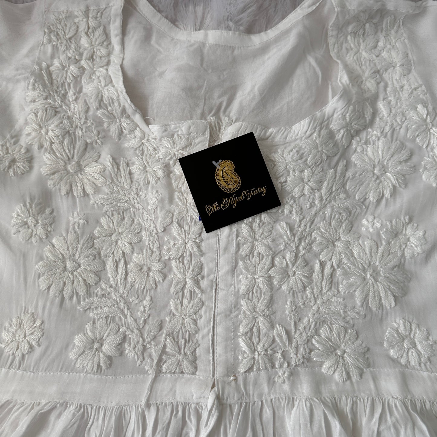 White - Short Modal Chikankari Frock