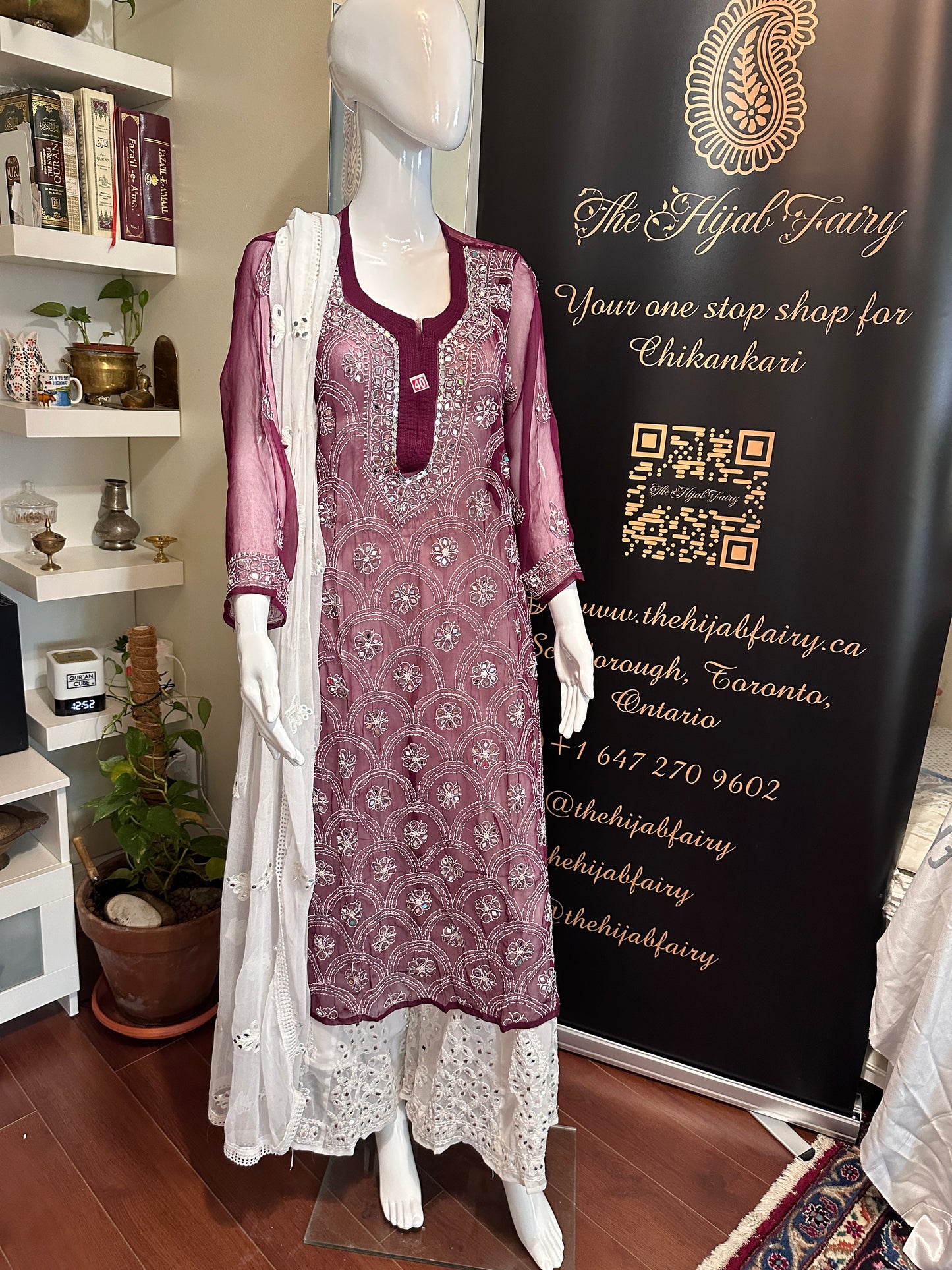 Wine - Georgette Mirror Kurta