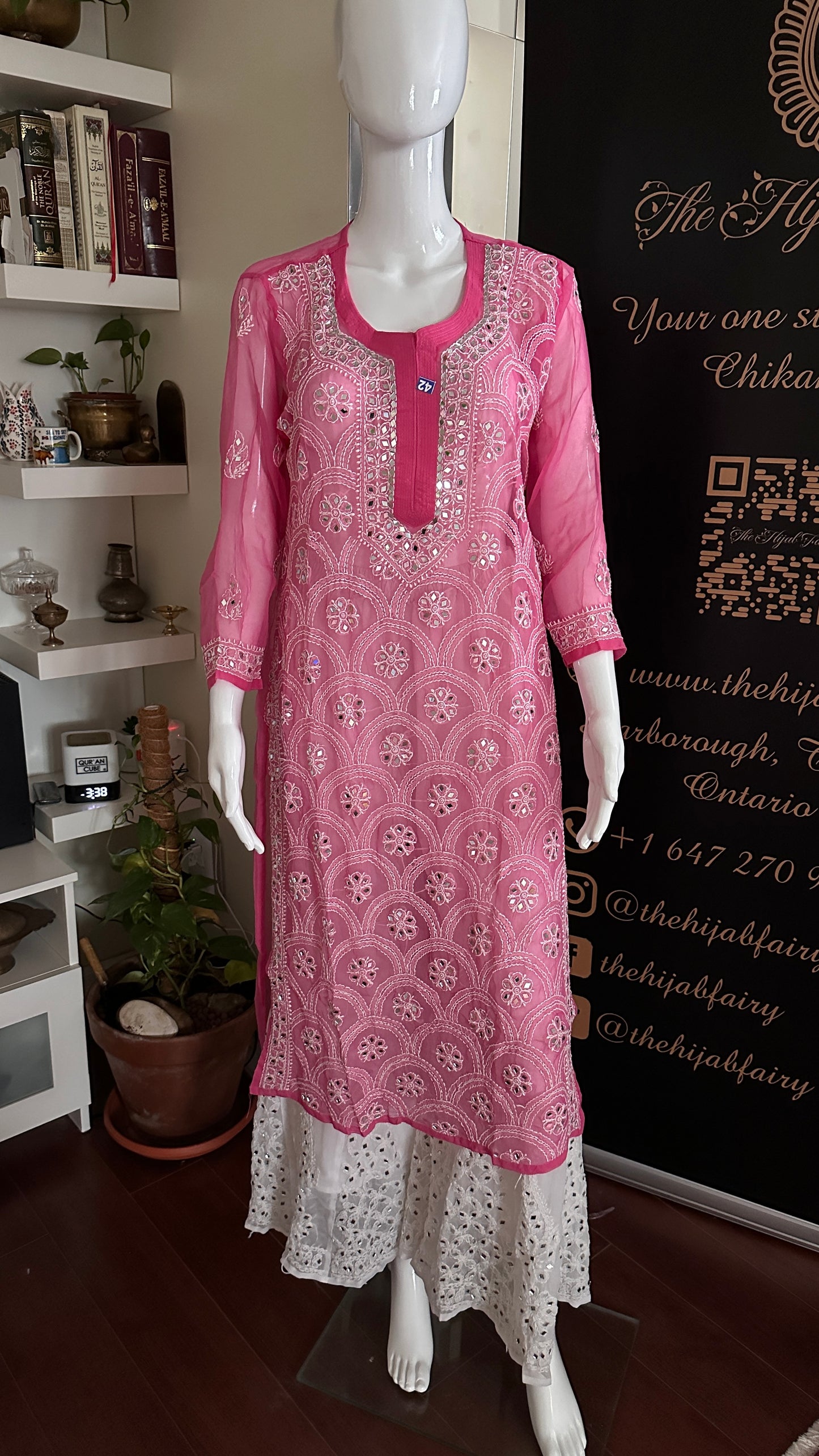 Hot Pink - Georgette Mirror Kurta