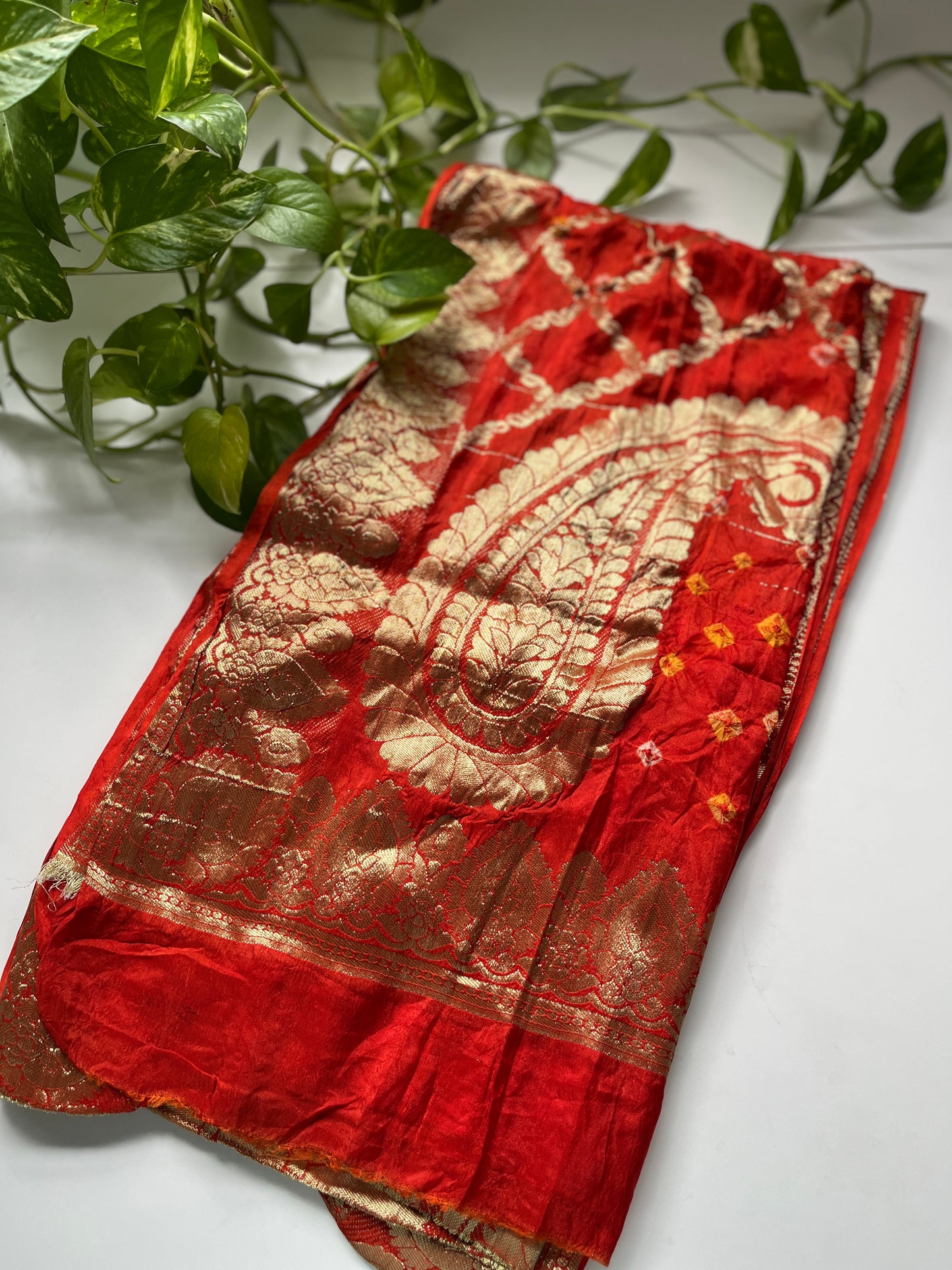 Gaji Silk Gharchola Dupatta RED