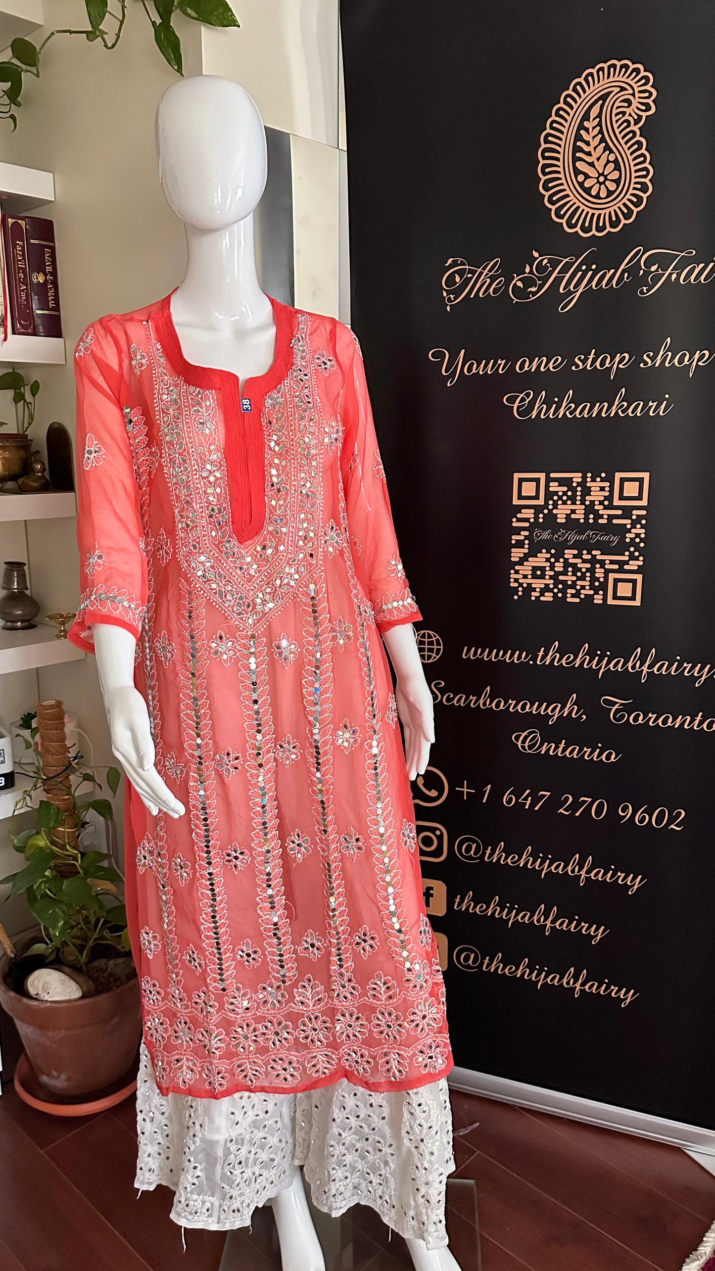 Coral - Georgette Mirror Kurta