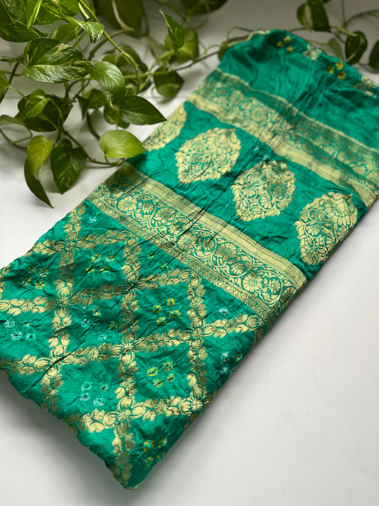 Gaji Silk Gharchola Dupatta GREEN