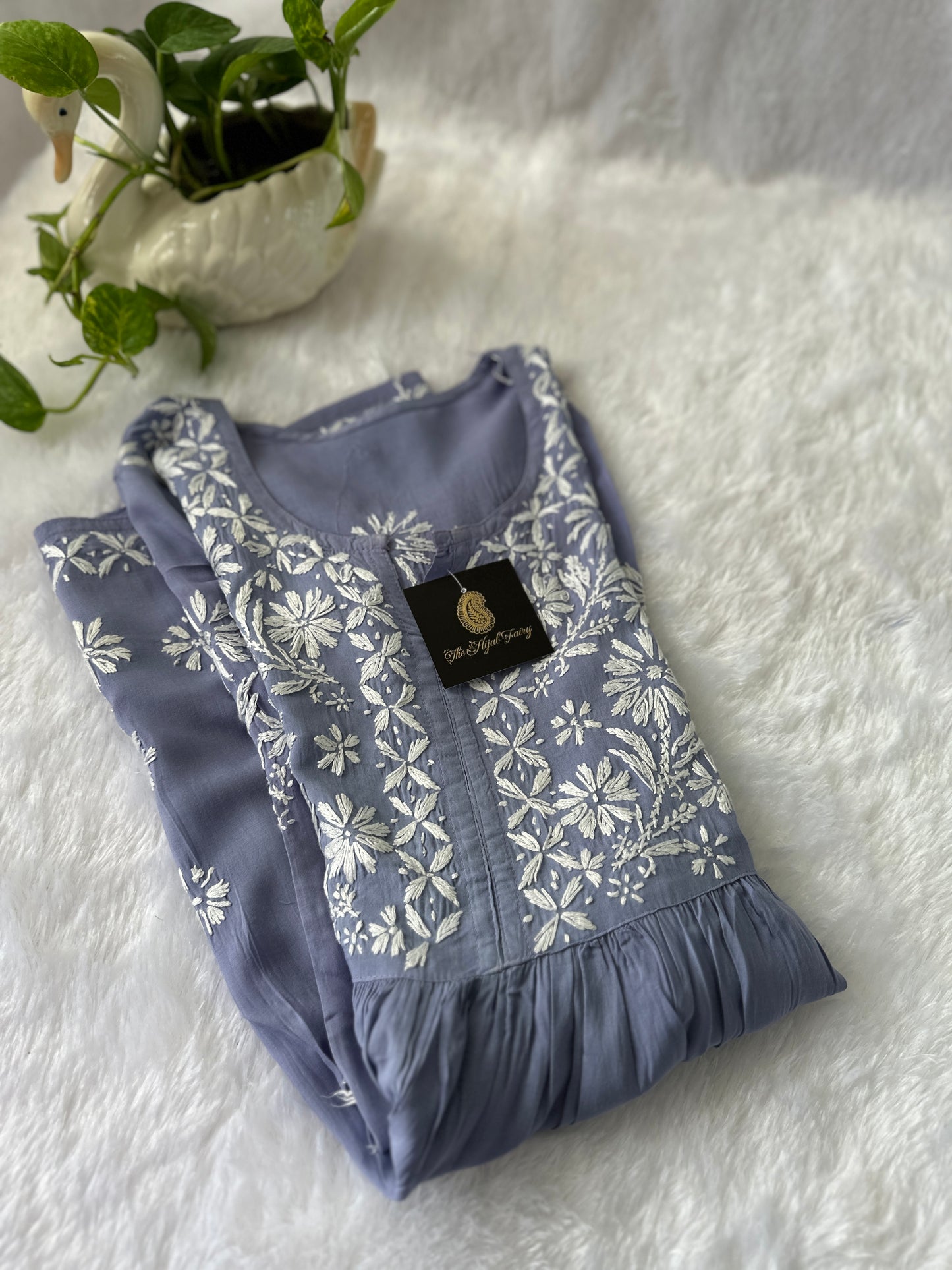 Lavender 2- Short Modal Chikankari Frock