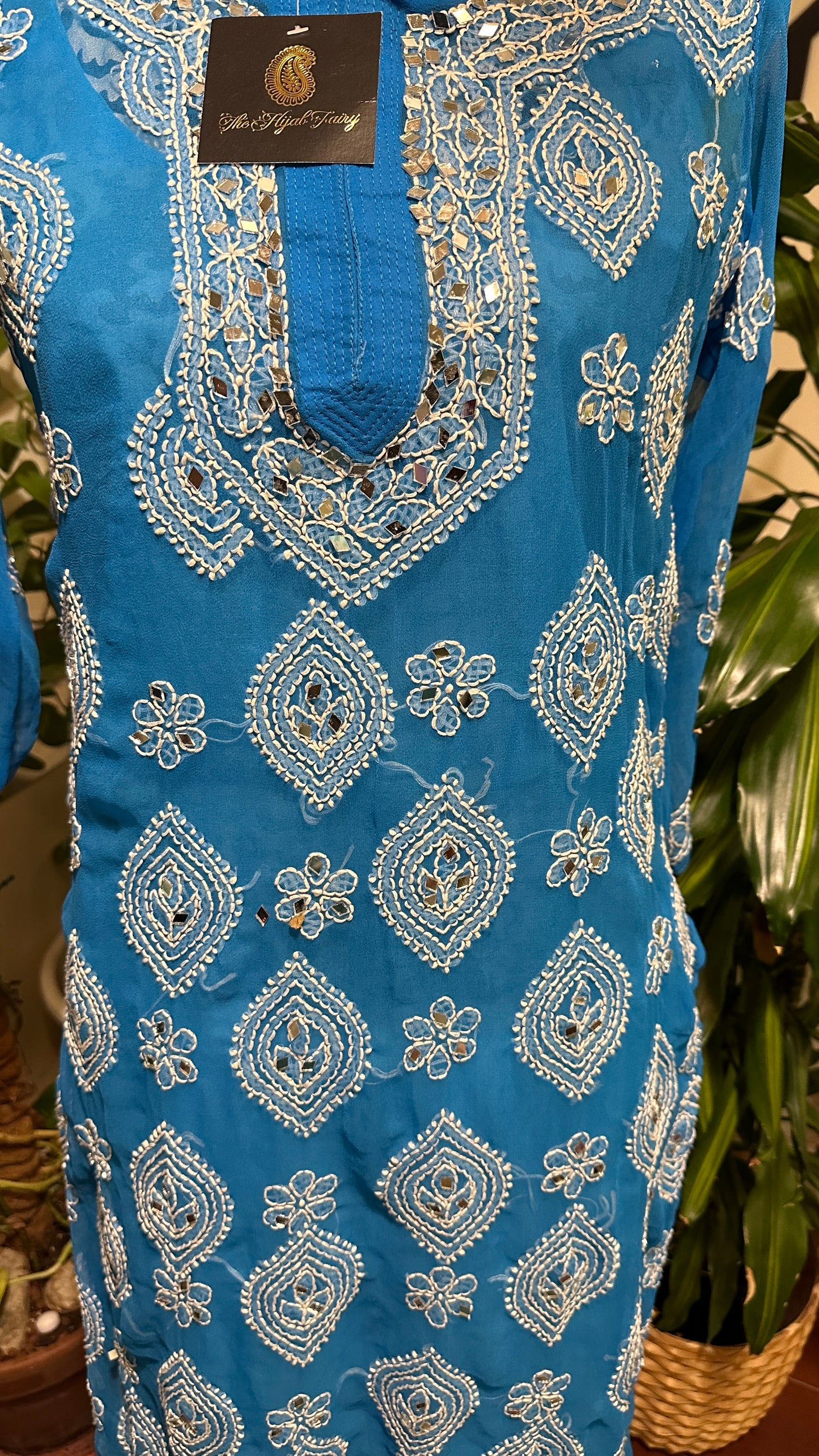 Sky Blue - Georgette Mirror Kurta