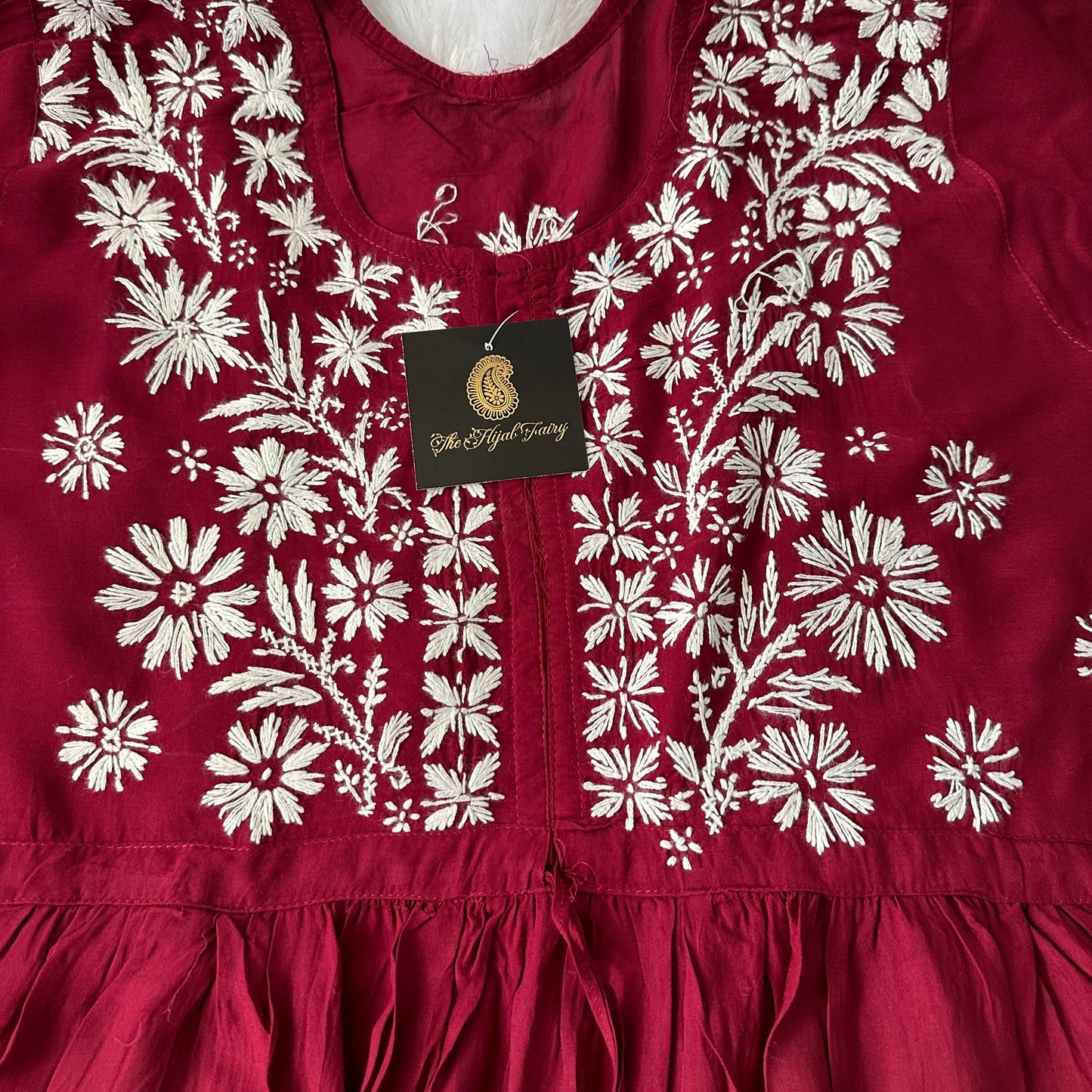 Maroon- Short Modal Chikankari Frock