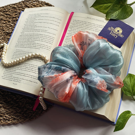 Sea Blue Organza Scrunchie