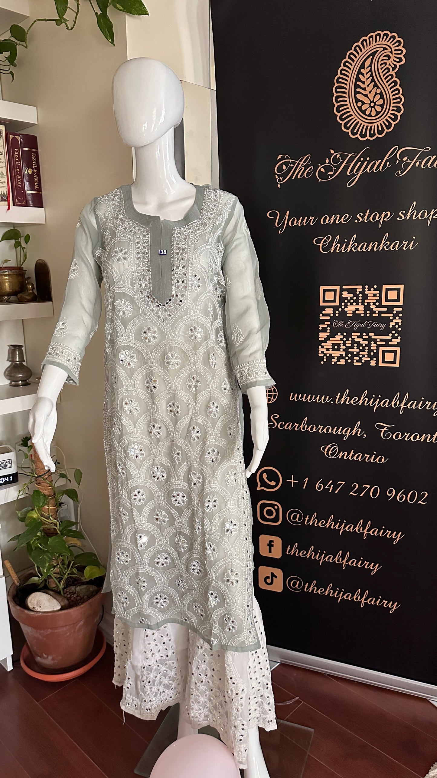 Grey - Georgette Mirror Kurta