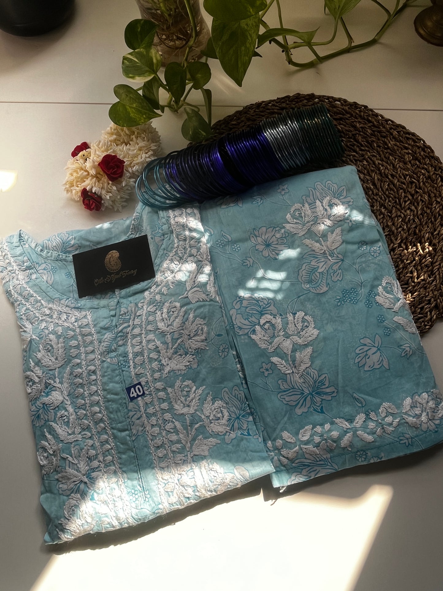 Light Blue - Mul Printed Set - 2 Pc