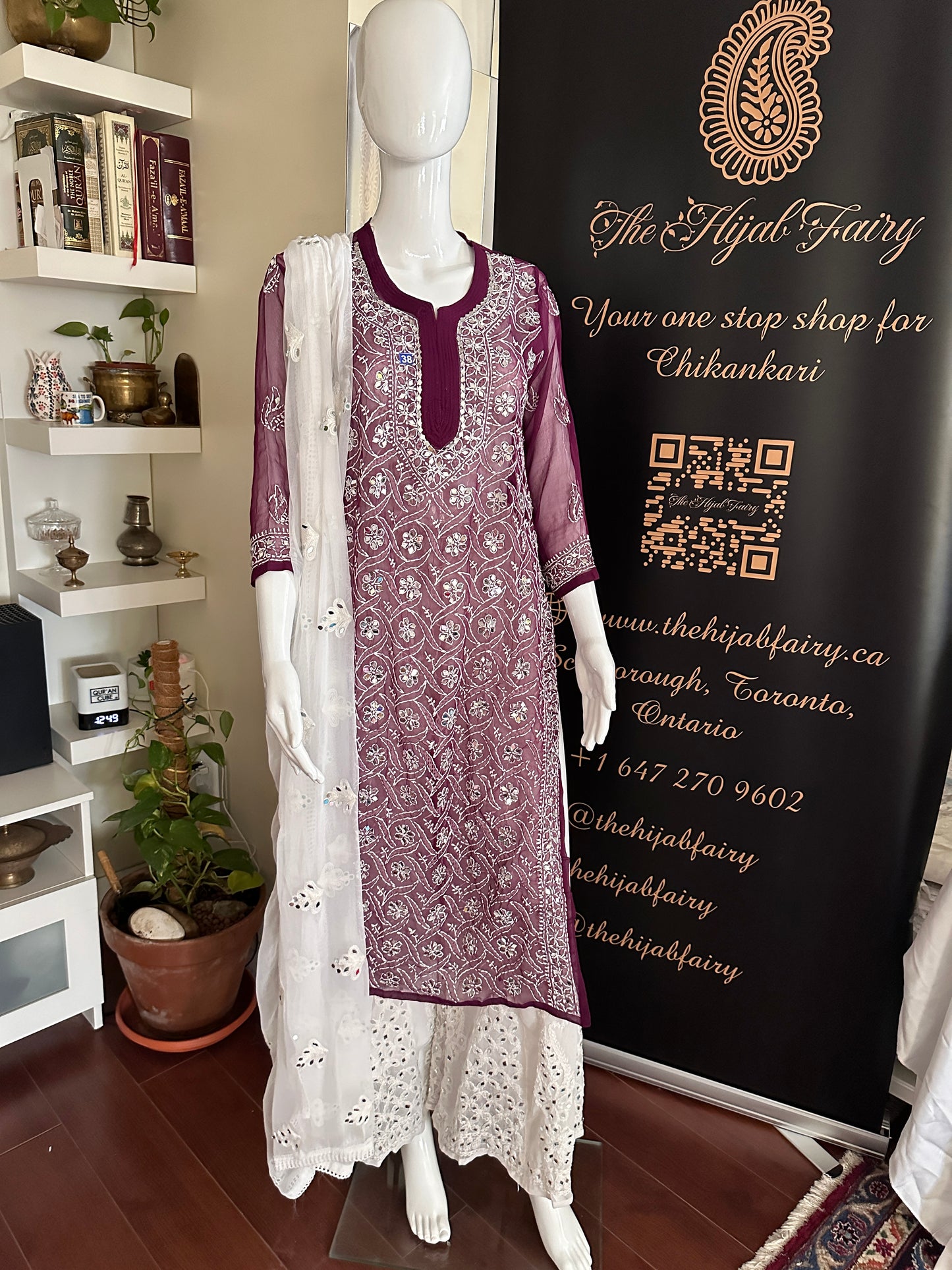 Wine - Georgette Mirror Kurta