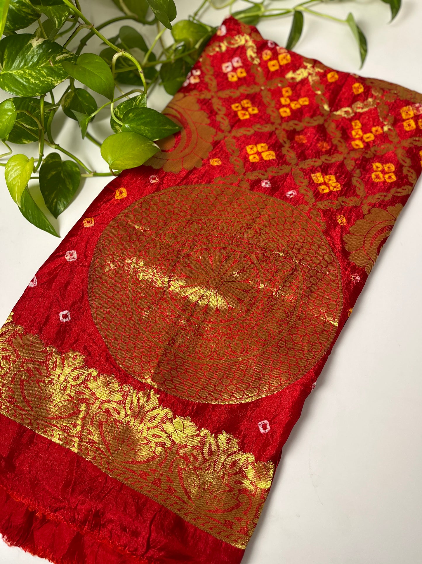 Gaji Silk Gharchola Dupatta RED