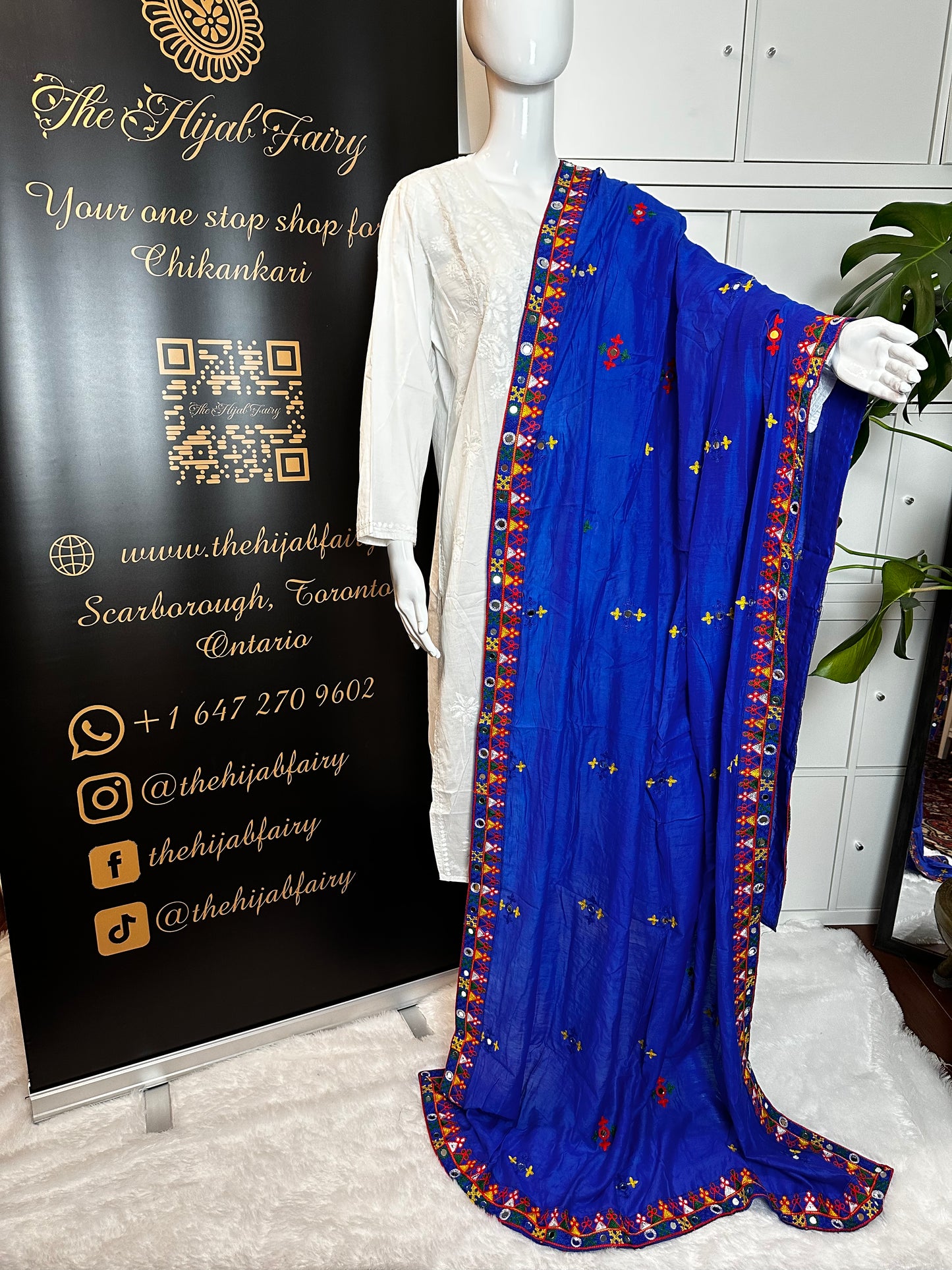 Chanderi Kutchi Work Dupatta with Mirror