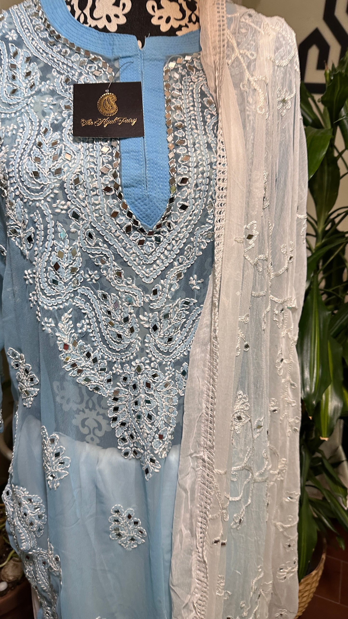 Light Blue - Georgette Mirror Kurta