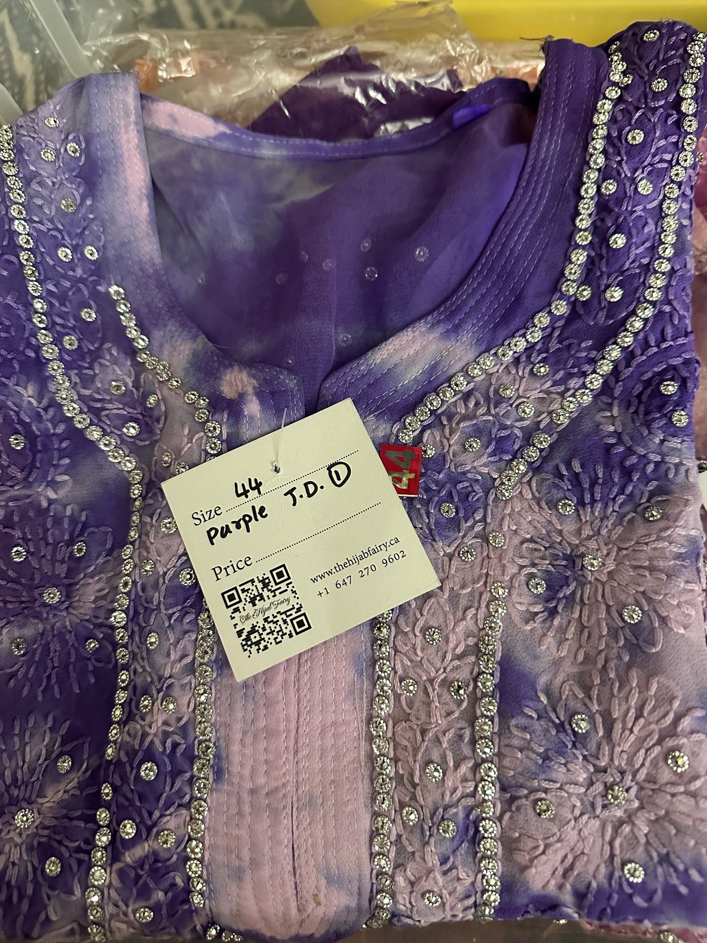 Purple Tiedye - Georgette Stone Kurta