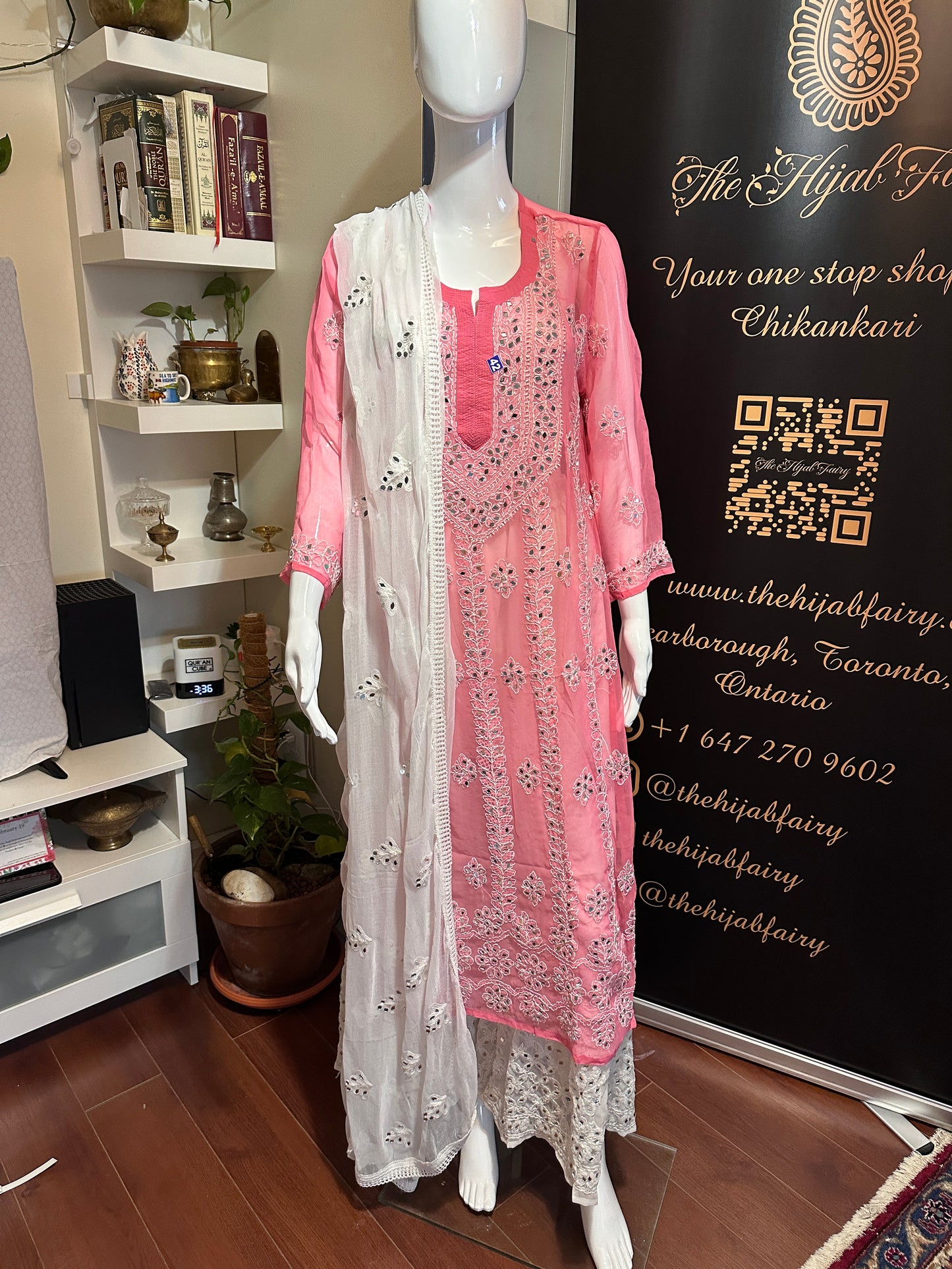 Hot Pink - Georgette Mirror Kurta