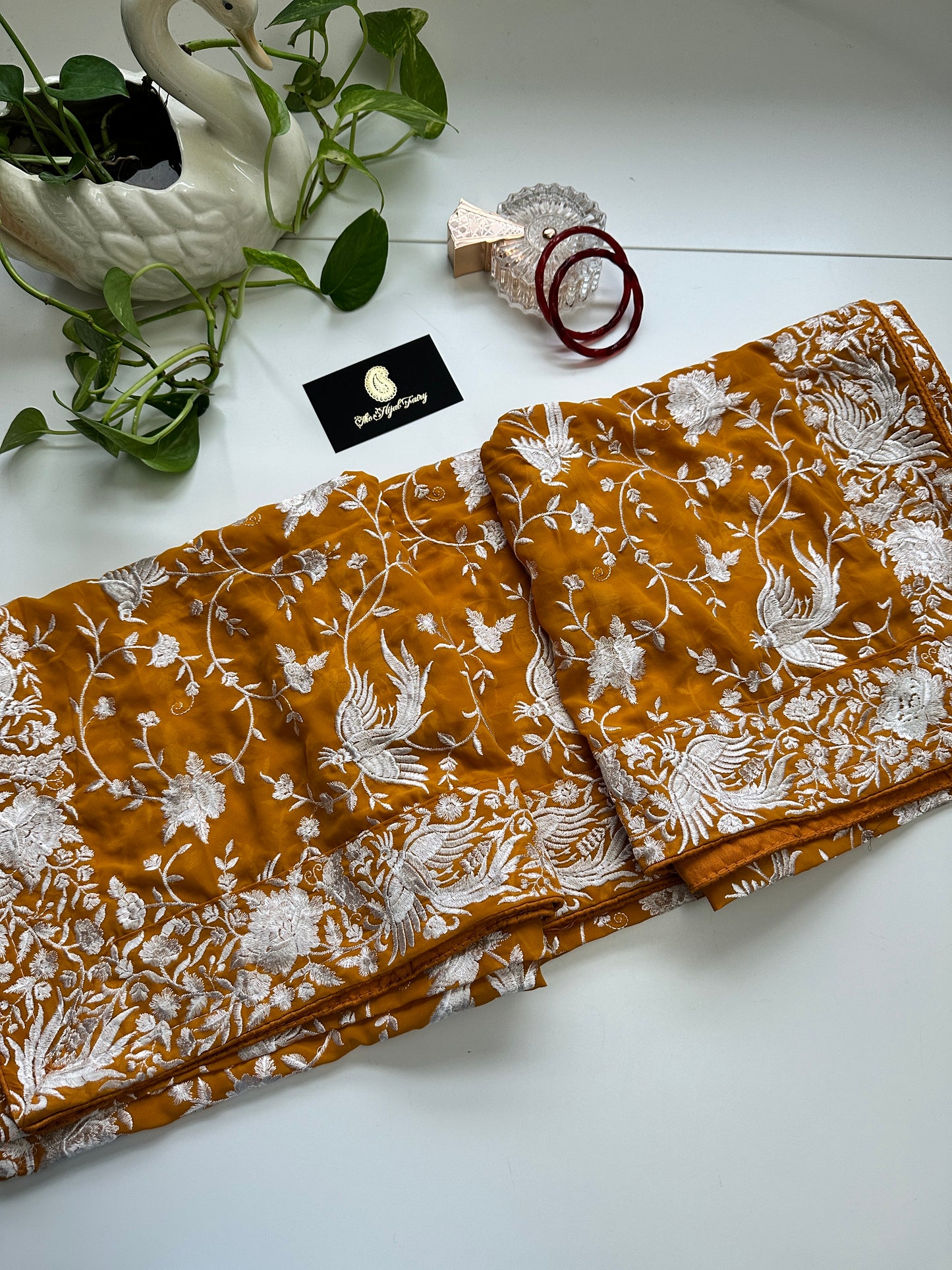 Parsi Gara Premium Dupatta - Mustard