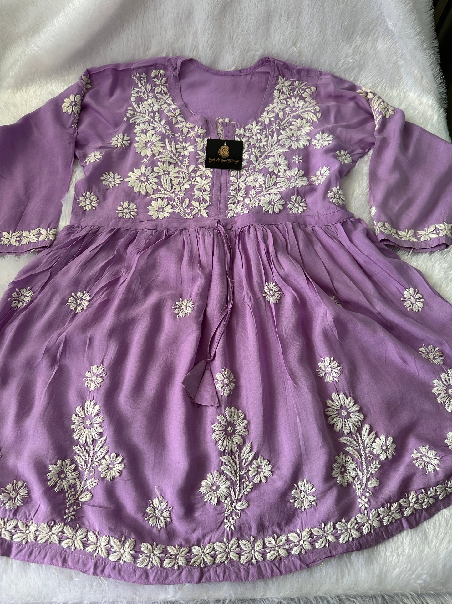 Lavender 1 - Short Modal Chikankari Frock