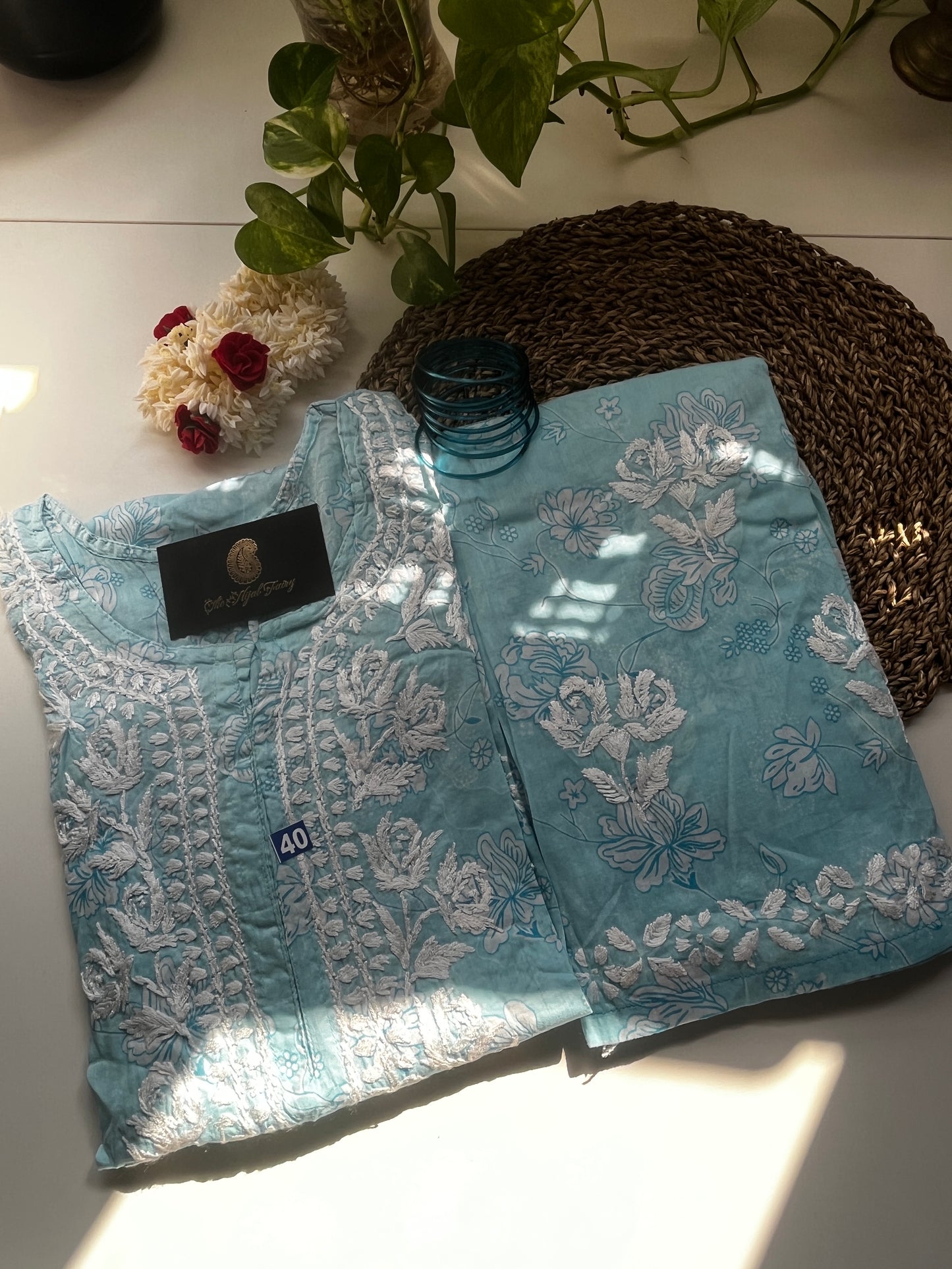 Light Blue - Mul Printed Set - 2 Pc