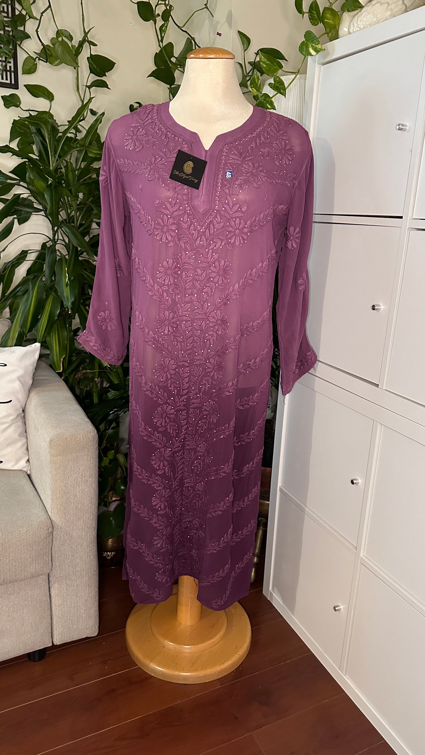 Purple Ombre - Premium Viscose Kurti with Mukaish