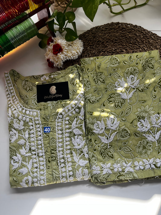 Chutney Green- Mulmul Printed Set - 2 Pc