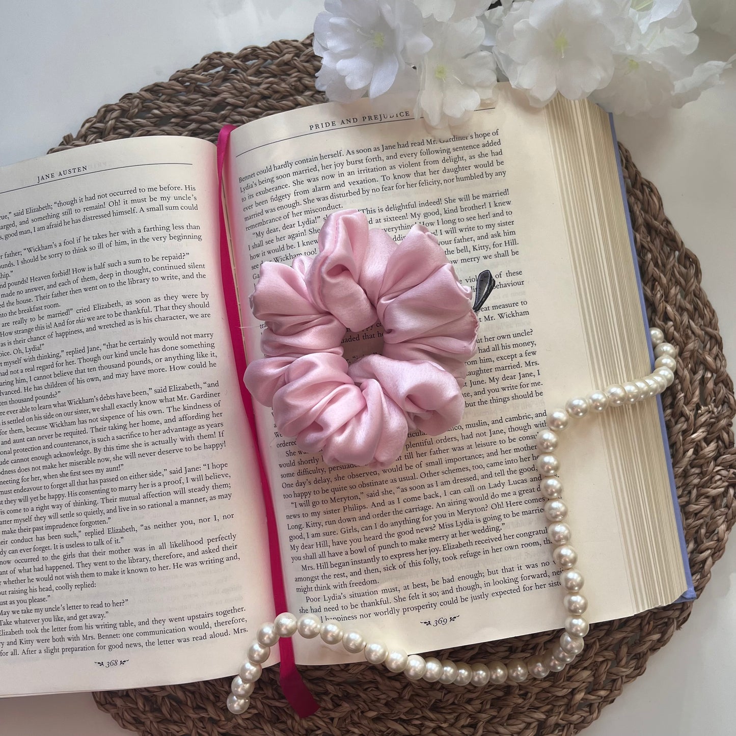 Light Pink Satin Scrunchie