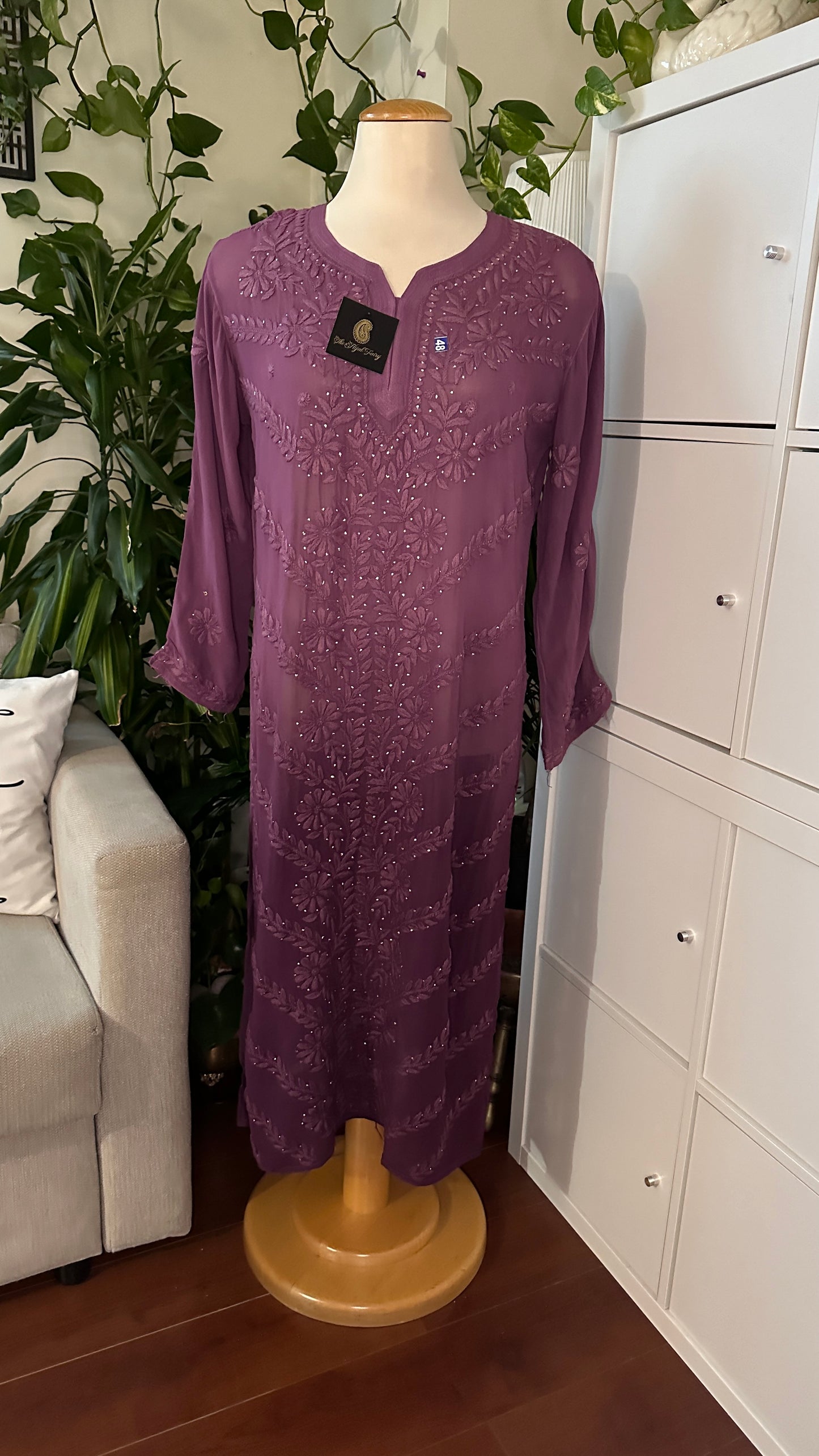 Purple Ombre - Premium Viscose Kurti with Mukaish