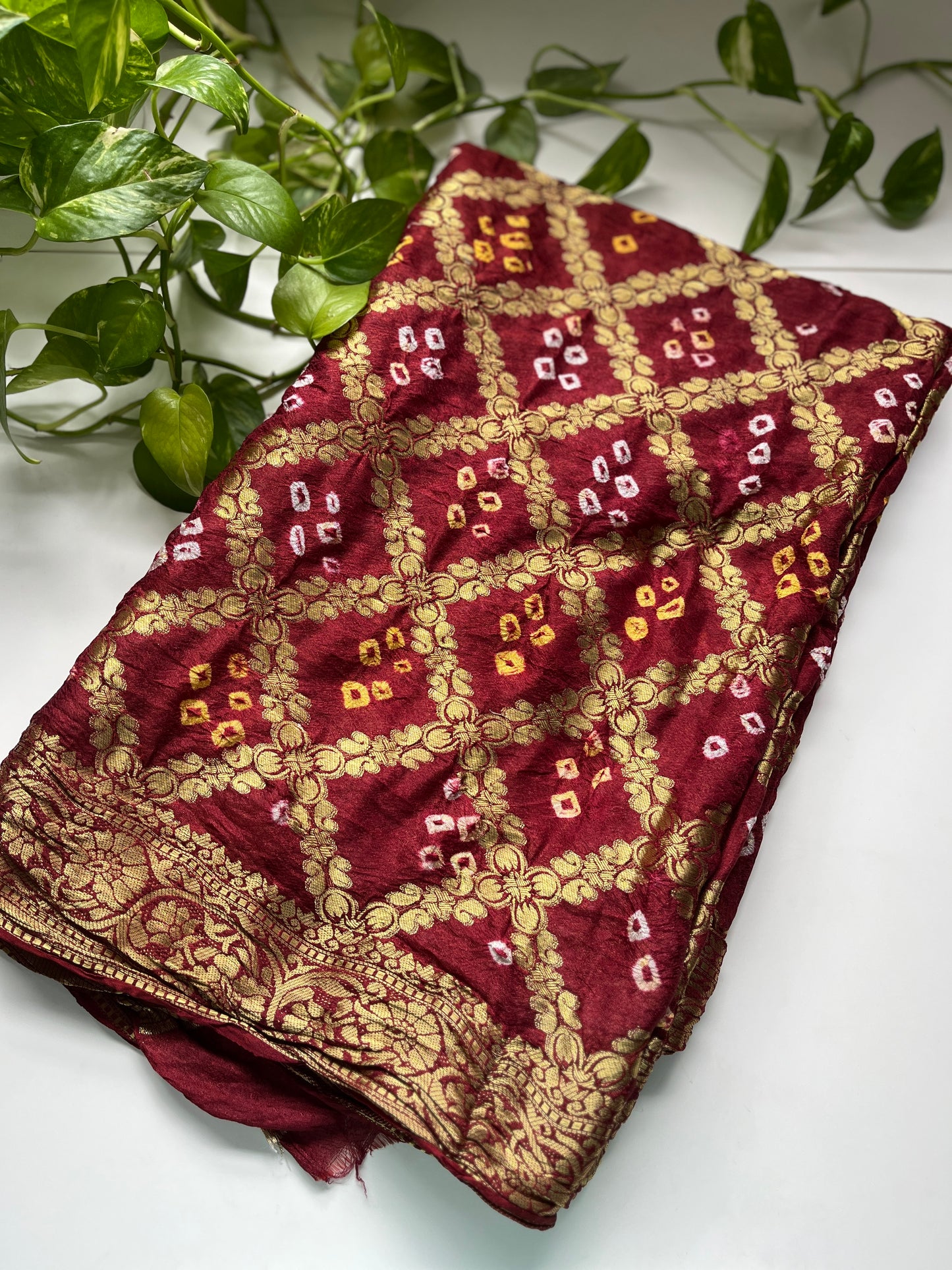 Gaji Silk Gharchola Dupatta RED