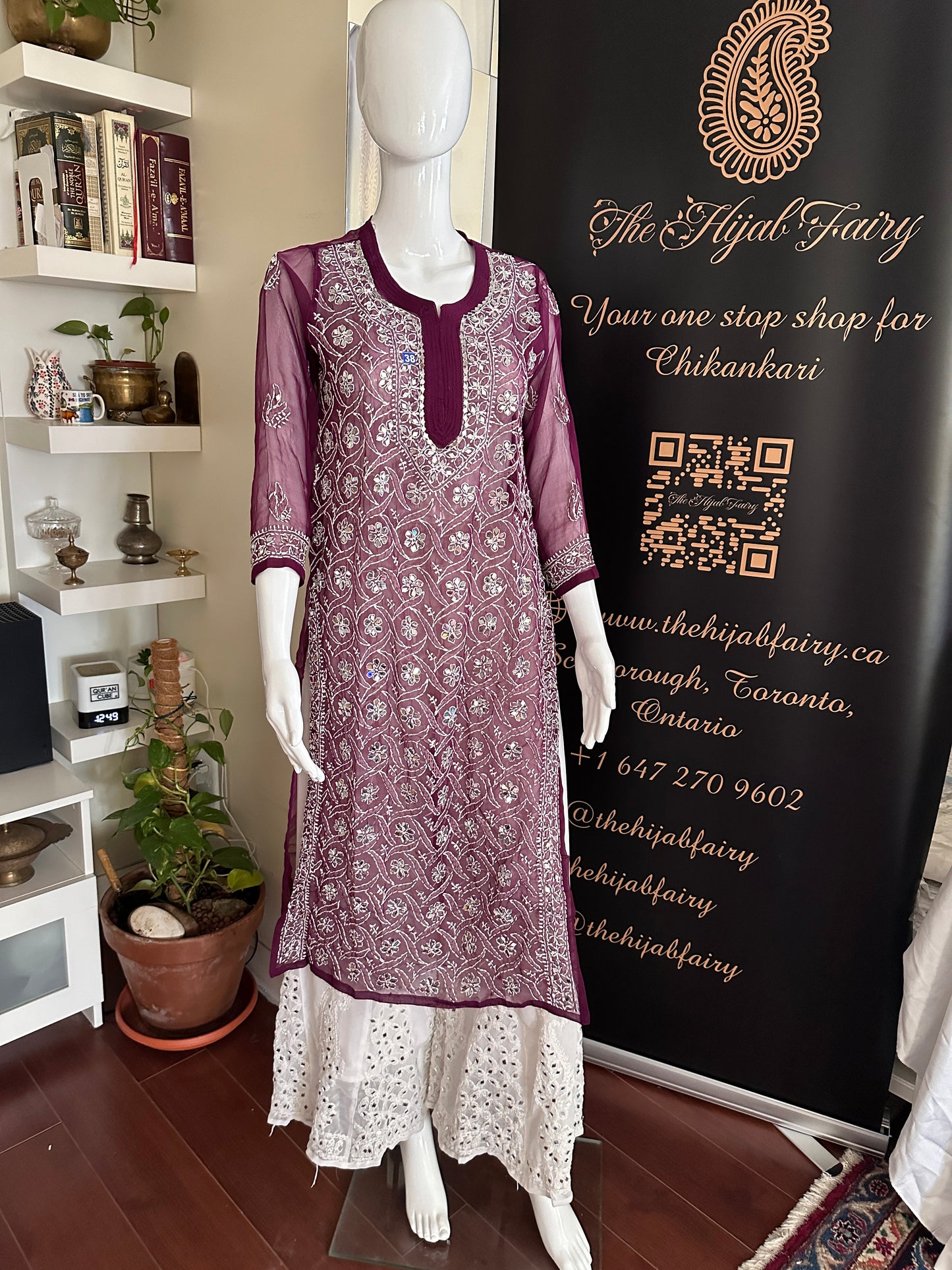 Wine - Georgette Mirror Kurta