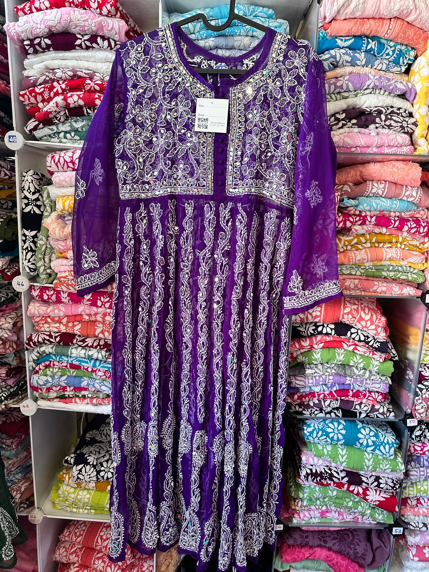 Purple - Yoke Style Georgette Mirror Anarkali